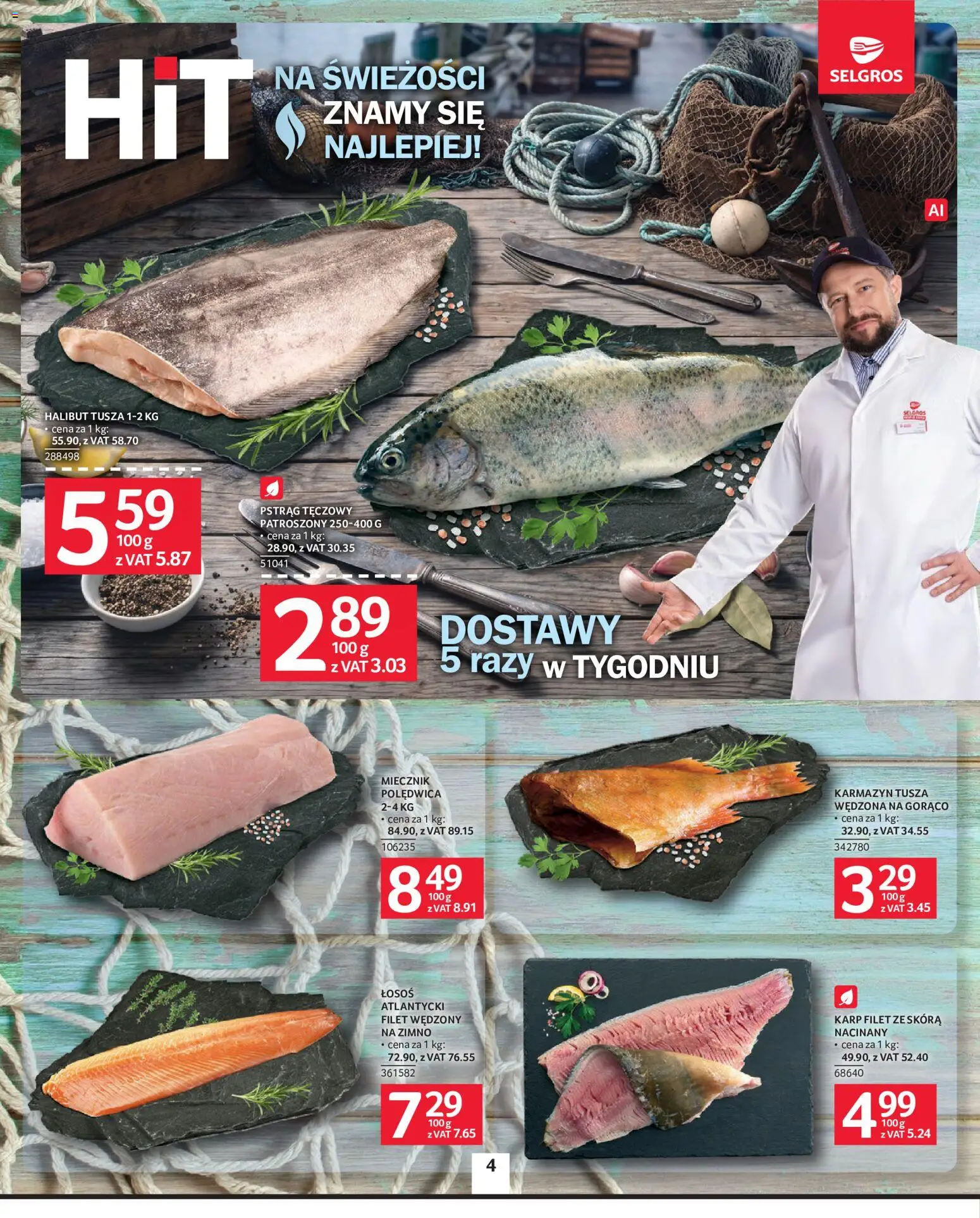 Selgros cash&carry gazetka od 08.10.2026 | Strona: 4 | Produkty: Łosoś atlantycki, Pstrąg, Łosoś, Filet