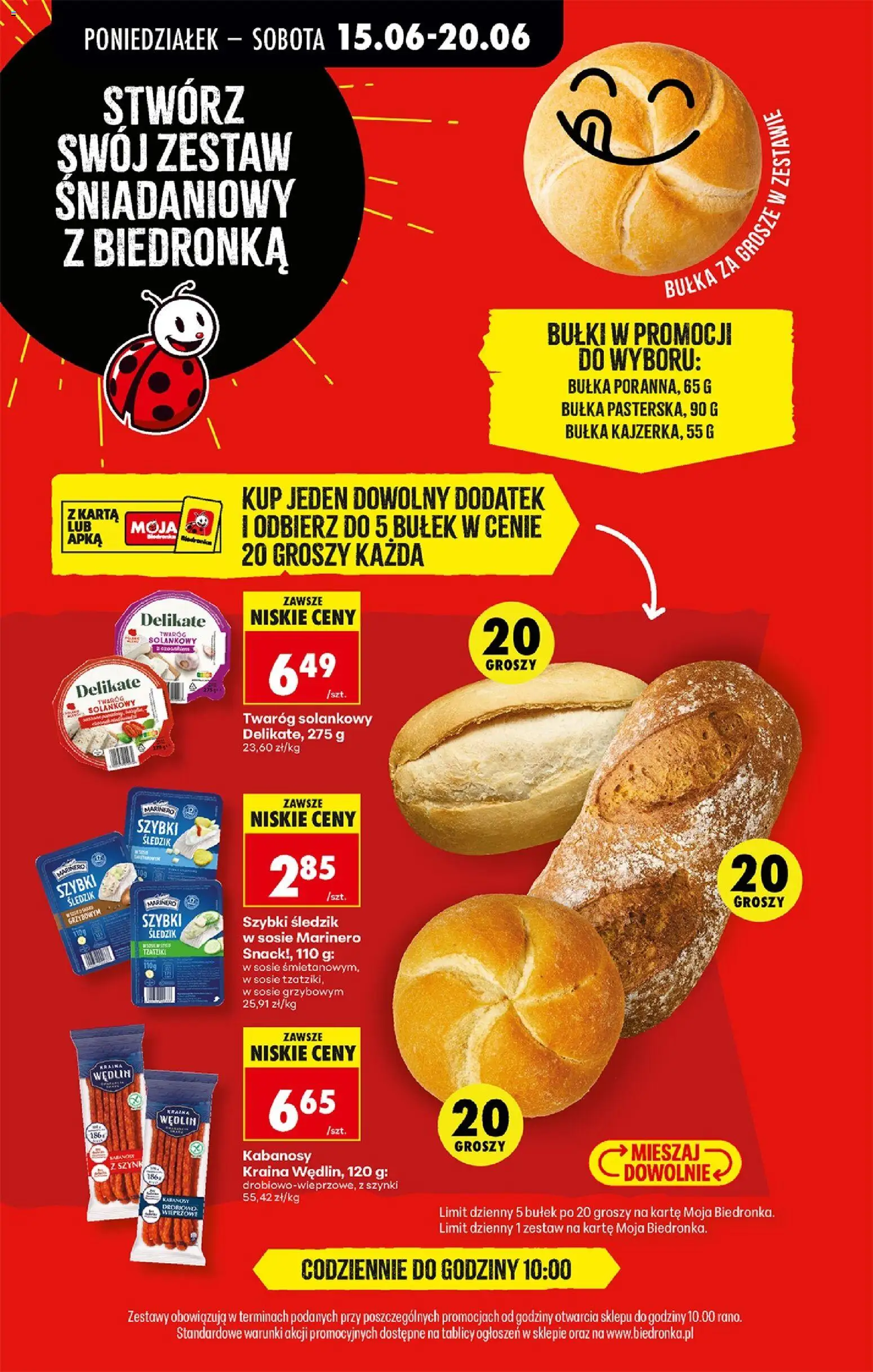 Biedronka gazetka od poniedziałku od 15.06.2026 | Strona: 9 | Produkty: Tzatziki, Kabanosy, Bułka, Twaróg