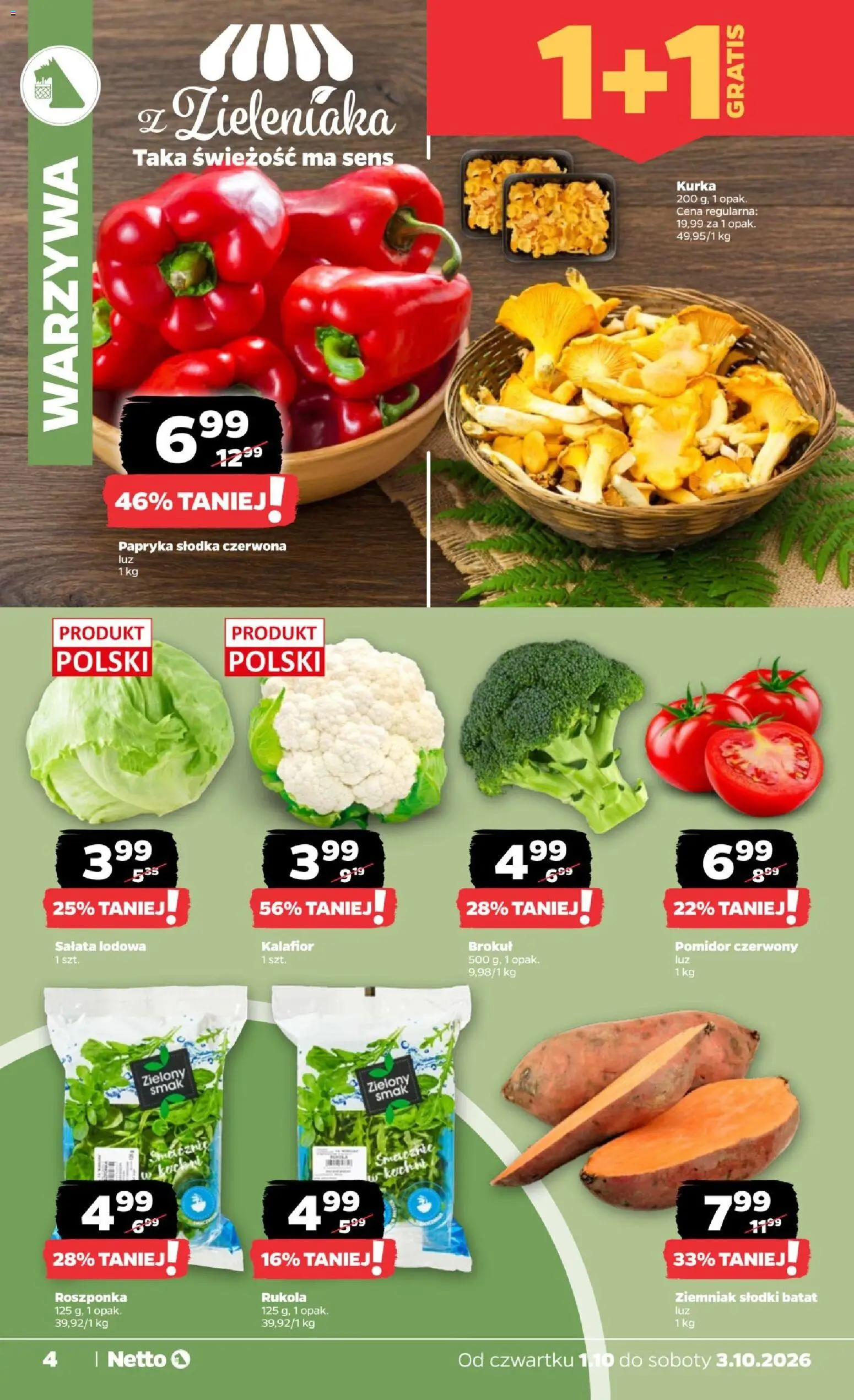 Netto gazetka od czwartku od 01.10.2026 | Strona: 4 | Produkty: Kalafior, Brokuł, Bell, Papryka
