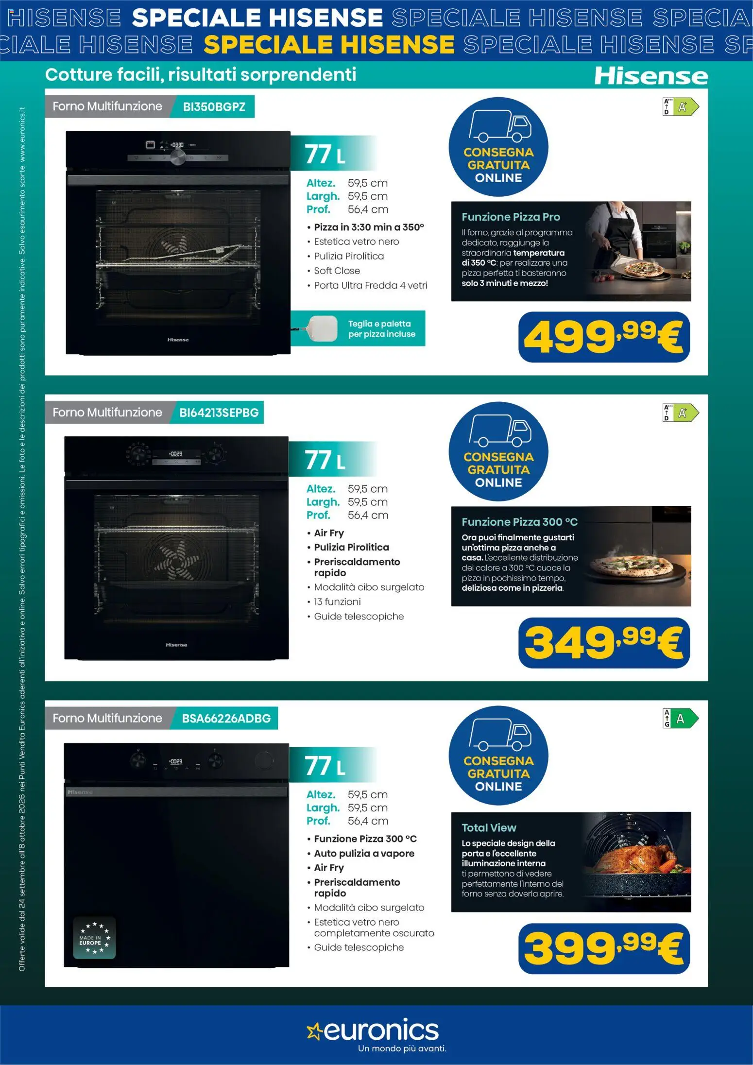 Volantino Euronics del 24/09/2026 | Pagina: 3 | Prodotti: Teglia, Pizza, Forno, Illuminazione