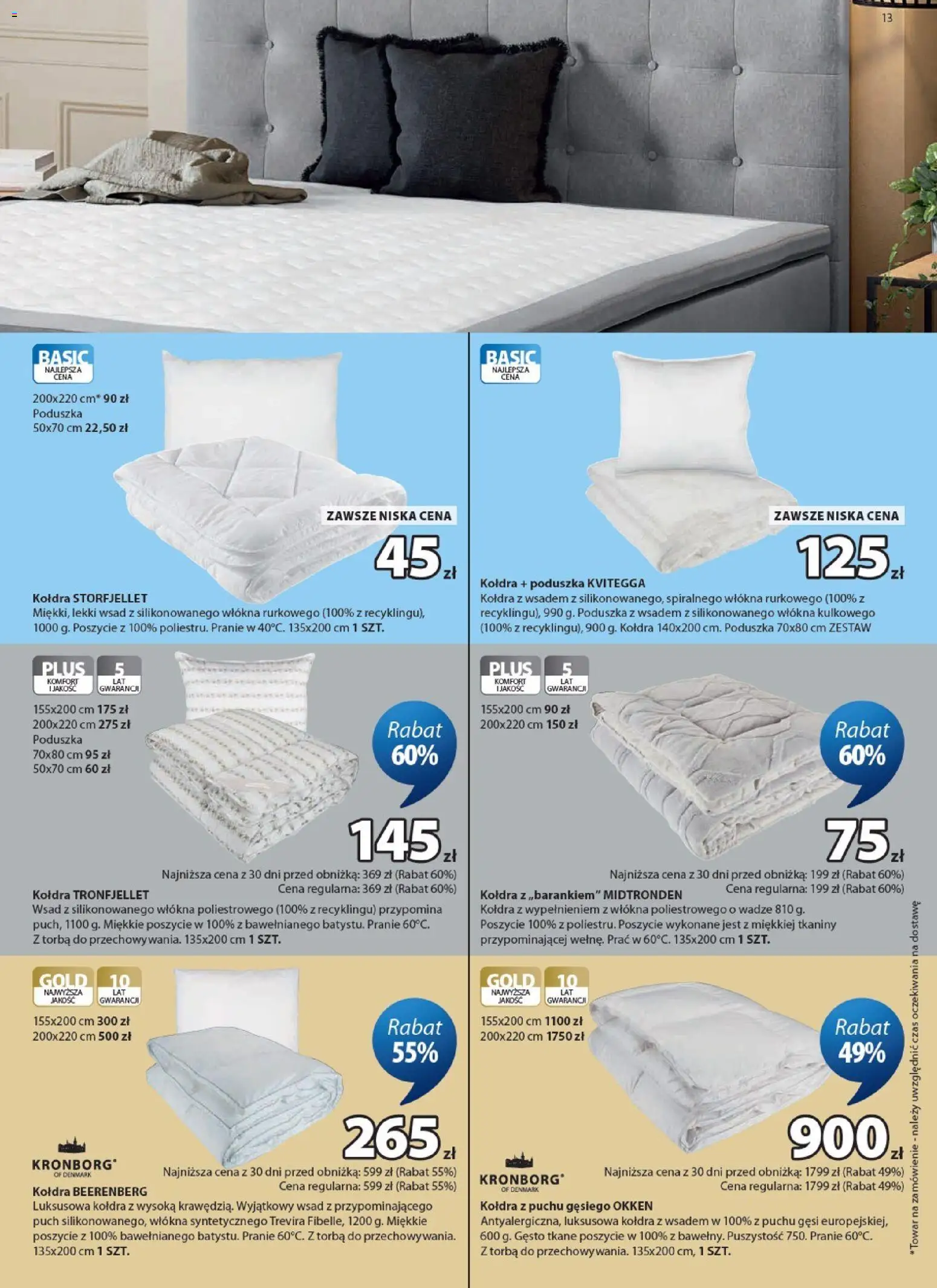 JYSK gazetka od 21.10.2026 | Strona: 13 | Produkty: Poduszka 70x80, Torba, Poduszka, Kołdra