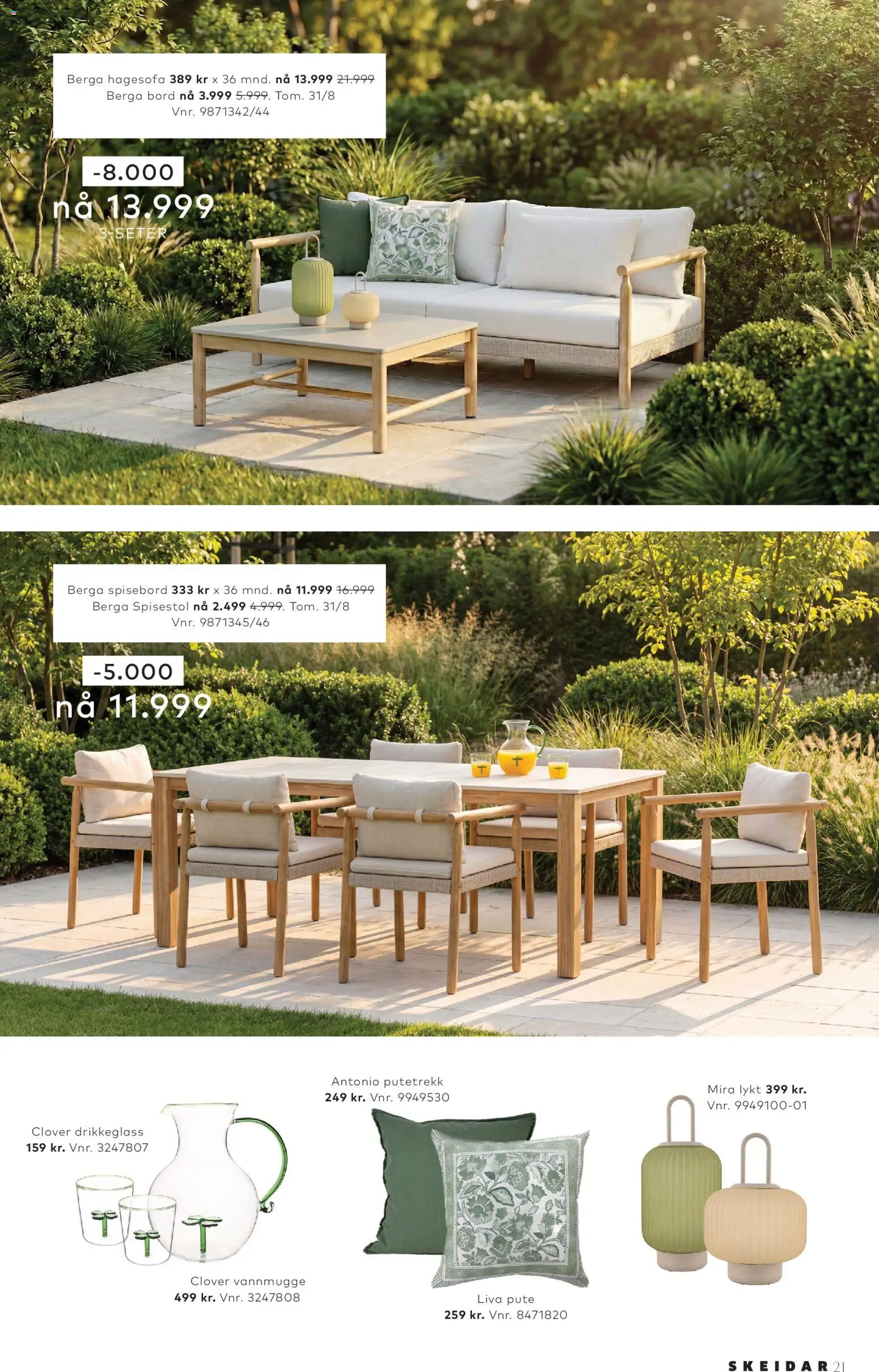 {H1} | Side: 21 | Produkter: Spisebord, Spisestol, Lykt, Bord