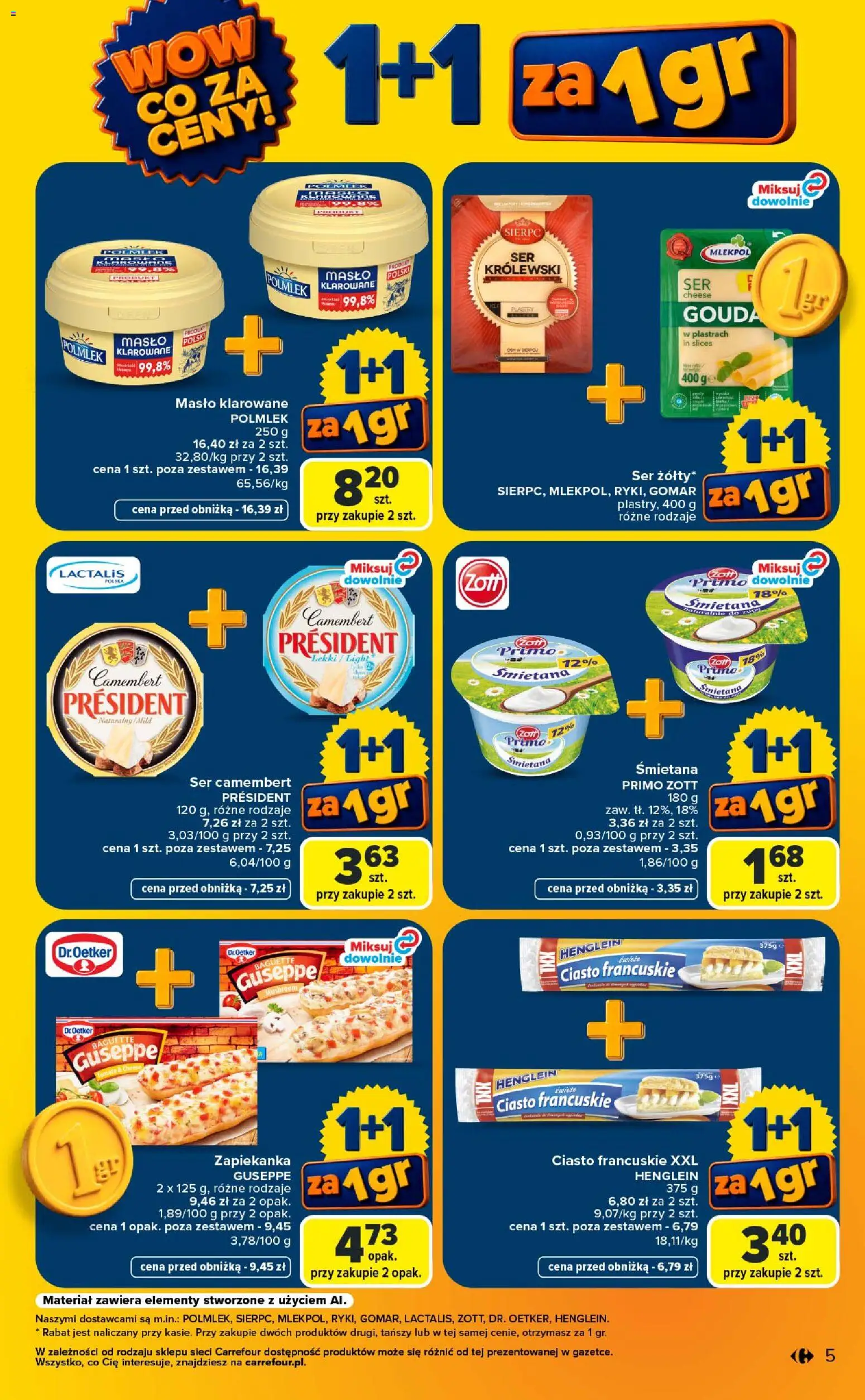 Carrefour gazetka - Wow co za ceny od 07.09.2026 | Strona: 5 | Produkty: Ser żółty, Zapiekanka, Masło, Ser