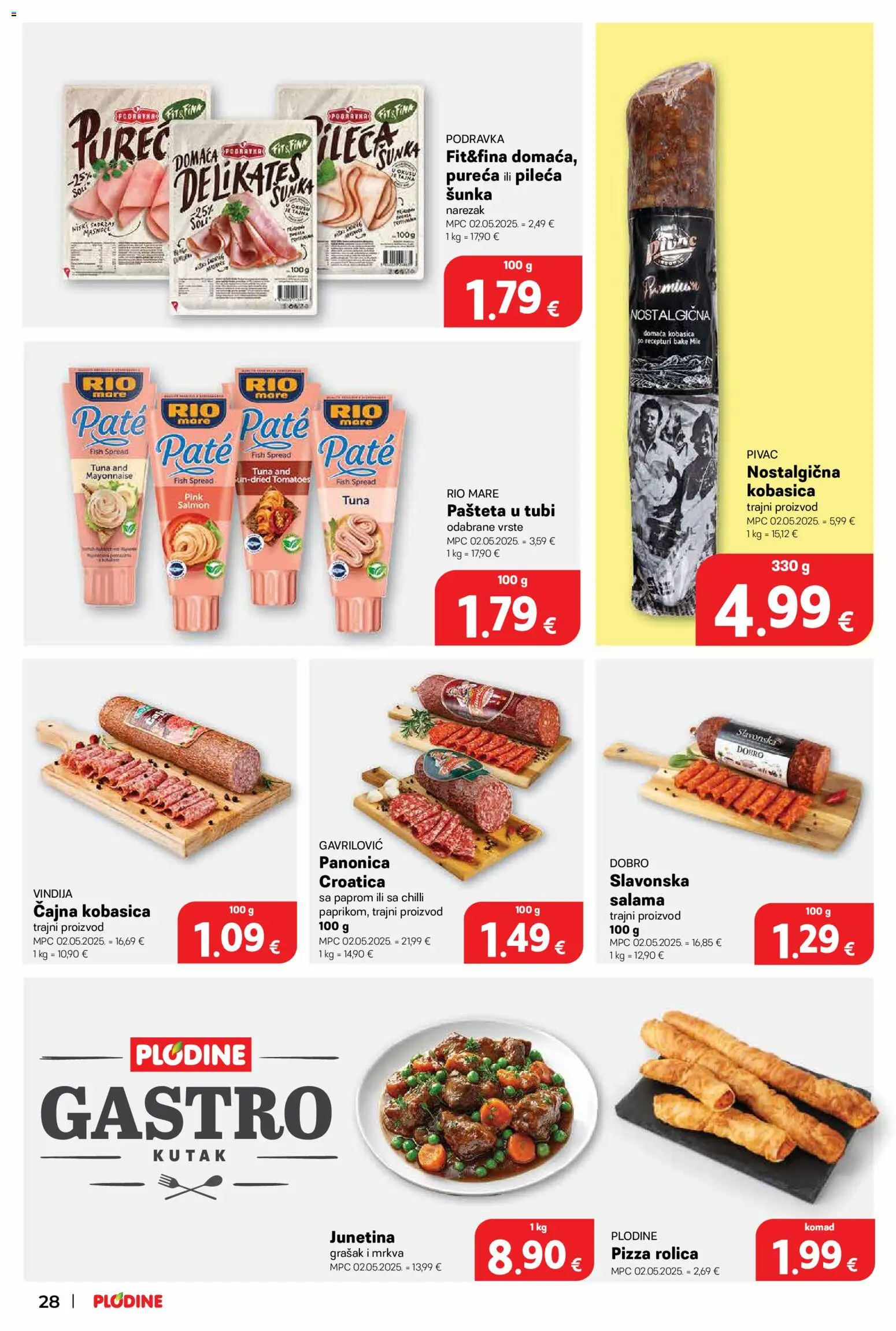 Plodine katalog | vrijedi od 17.06.2026 | Stranica: 28 | Proizvodi: Šunka, Podravka, Leća, Grašak