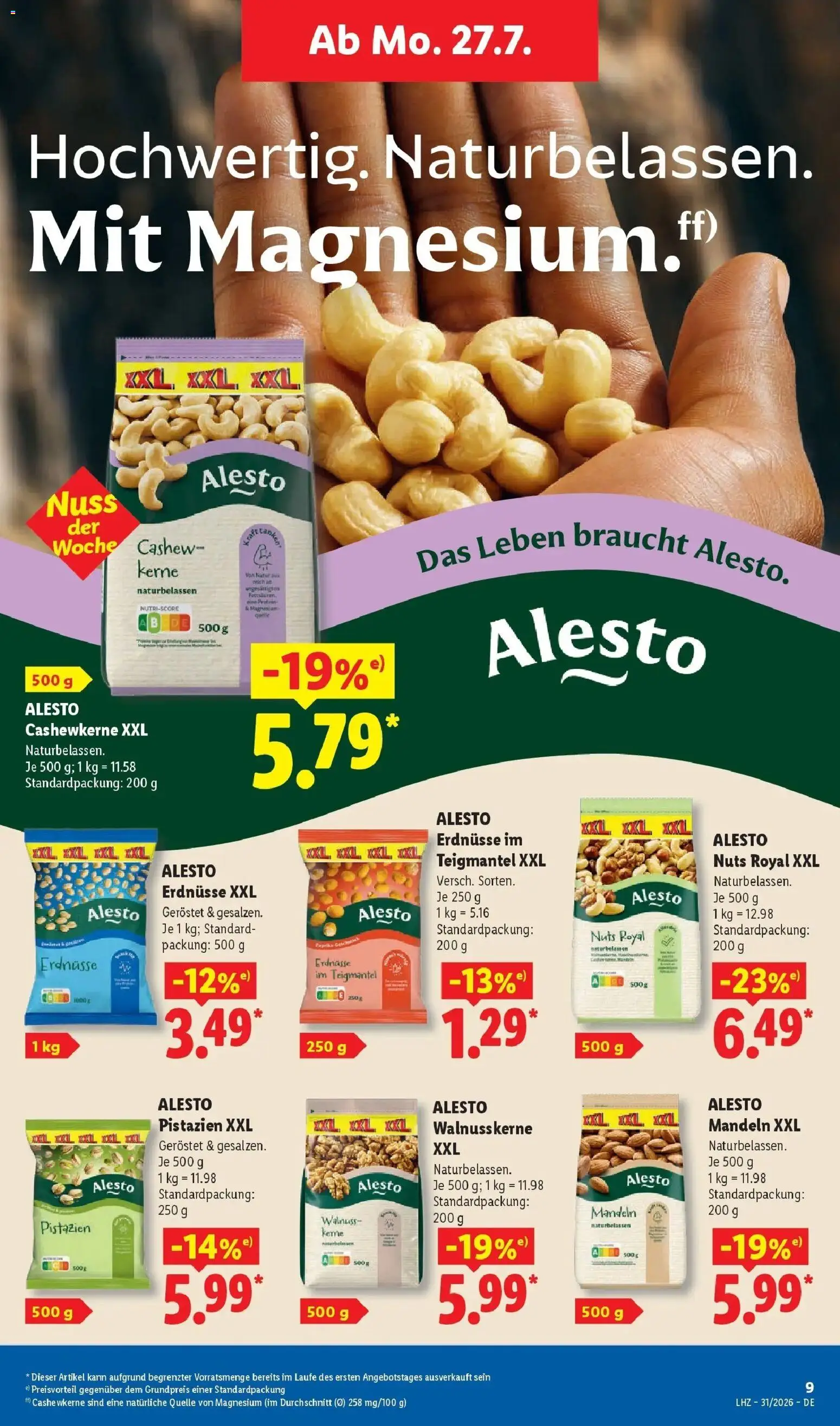 Lidl Prospekt Villingen-schwenningen – gültig ab 27.07.2026 | Seite: 19 | Produkte: Erdnüsse, Mandeln, Pistazien