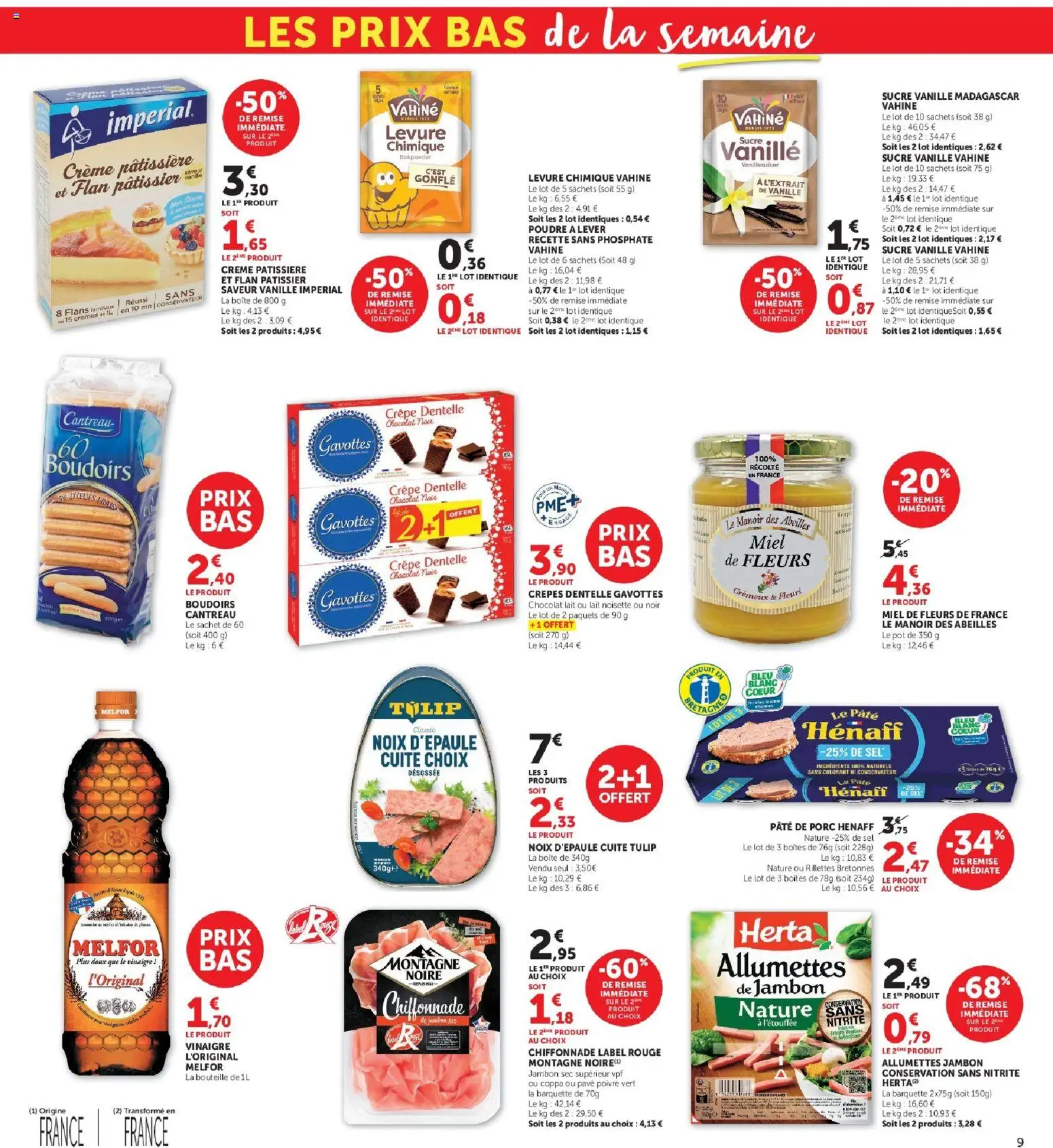 {H1} | Page: 9 | Produits: Sucre, Chocolat, Jambon, Noix