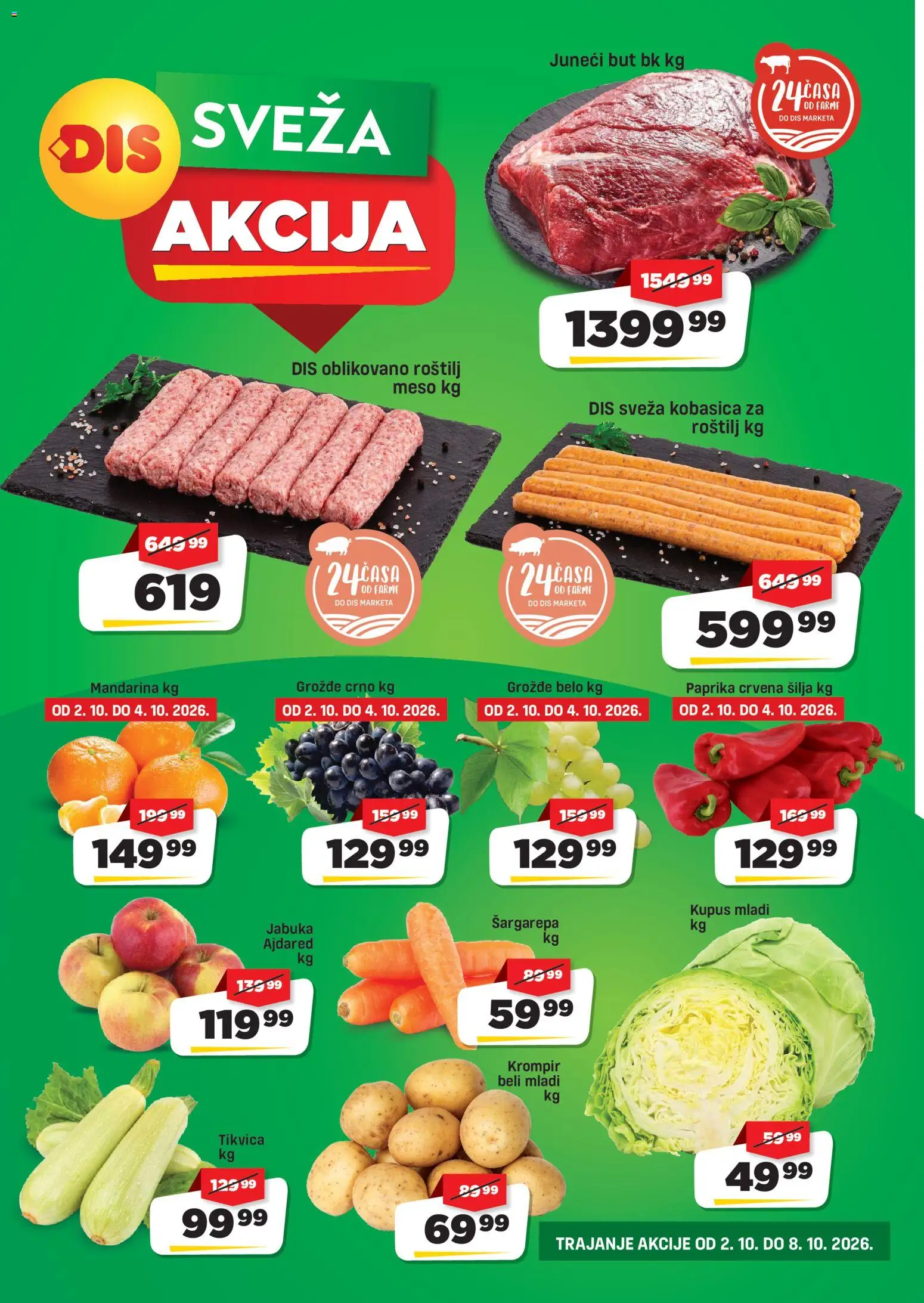 Super DIS katalog - važi od 02.10.2026 | Strana: 3 | Proizvode: Mandarina, Kobasica, Roštilj meso, Roštilj