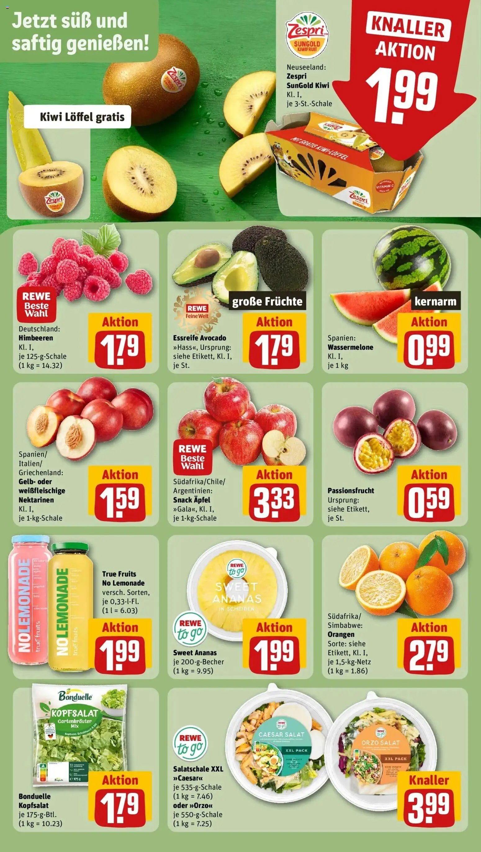 REWE Prospekt ab 10.08.2026 zum Blättern » Angebote | Seite: 4 | Produkte: Himbeeren, Nektarinen, Orangen, Wassermelone