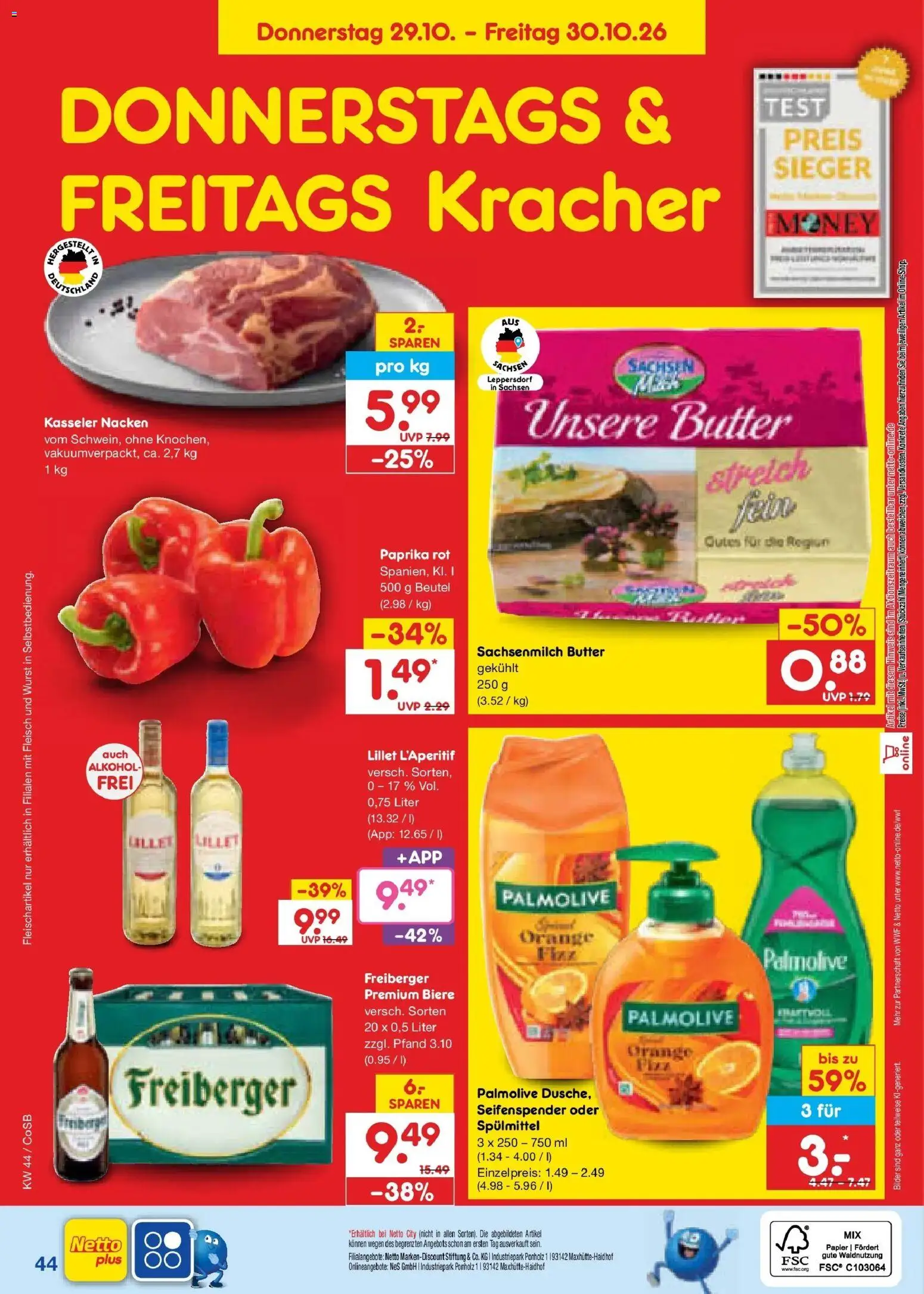 Netto Marken-Discount Prospekt Leipzig – gültig ab 26.10.2026 | Seite: 62 | Produkte: Butter, Seifenspender, Lillet, Paprika