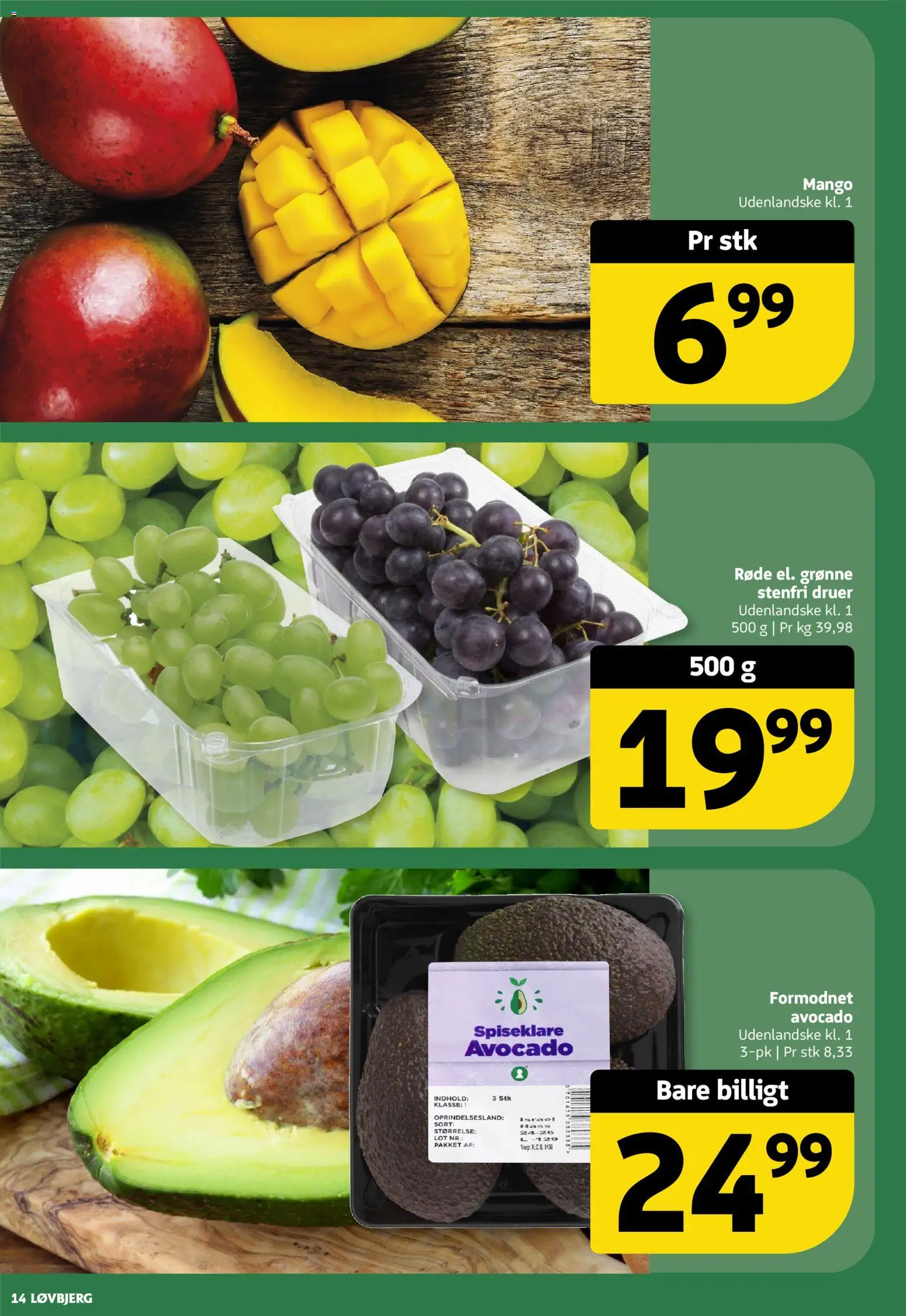Løvbjerg tilbudsavis – gyldig fra 21/08/2026 | Side: 14 | Produkter: Mango, Avocado, Druer