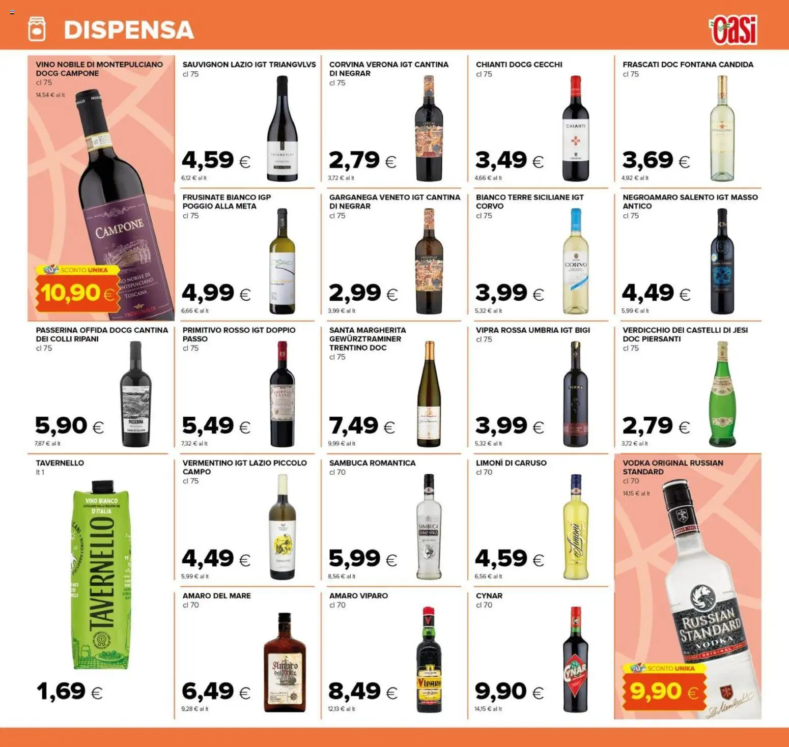 Volantino Oasi del 14/09/2026 | Pagina: 21 | Prodotti: Vodka, Limoni, Vino bianco, Amaro