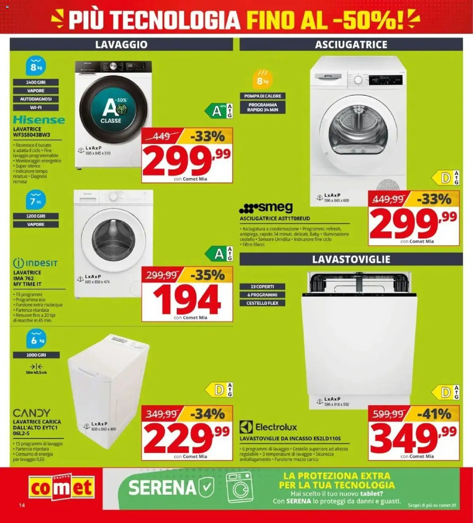 Nuovo Comet volantino attuale dal 16/10/2026 > offerte anteprima 🛍️ | Pagina: 14 | Prodotti: Lavastoviglie da incasso, Lavatrice, Asciugatrice, Illuminazione
