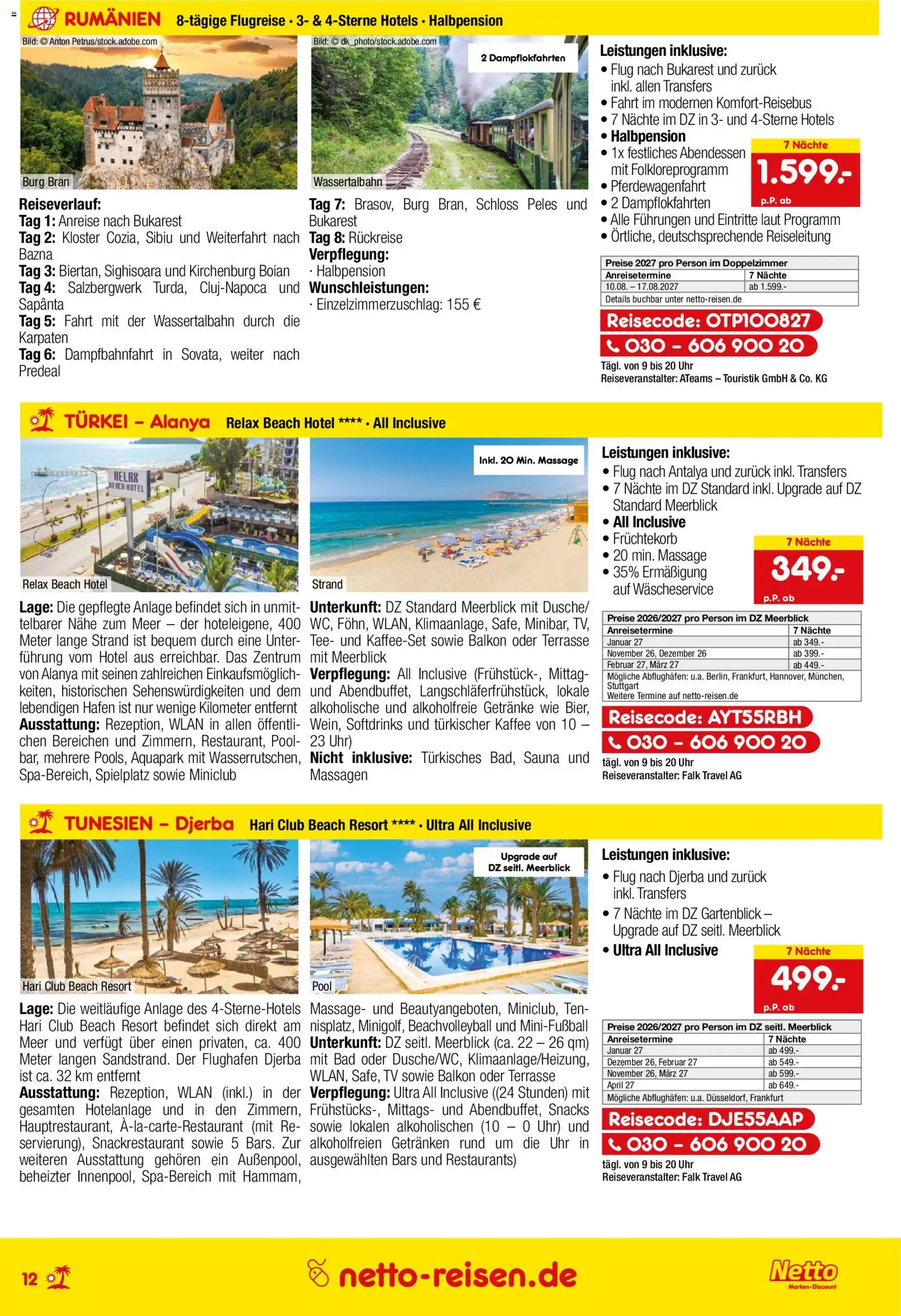 Netto Reisen Prospekt – gültig ab 30.07.2026 | Seite: 12 | Produkte: Kaffee, Tee, Uhr, TV