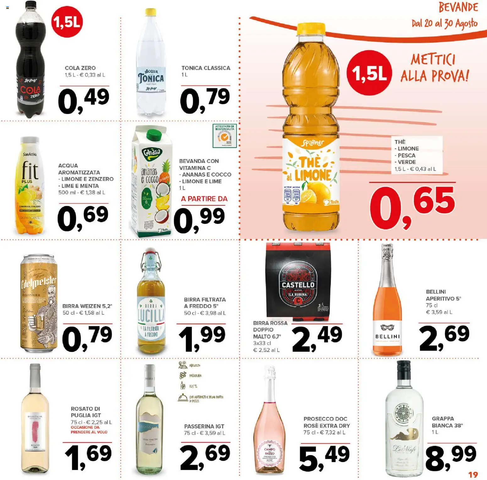 Volantino Todis del 20/08/2026 | Pagina: 19 | Prodotti: Bevande, Ananas, Lime, Cocco