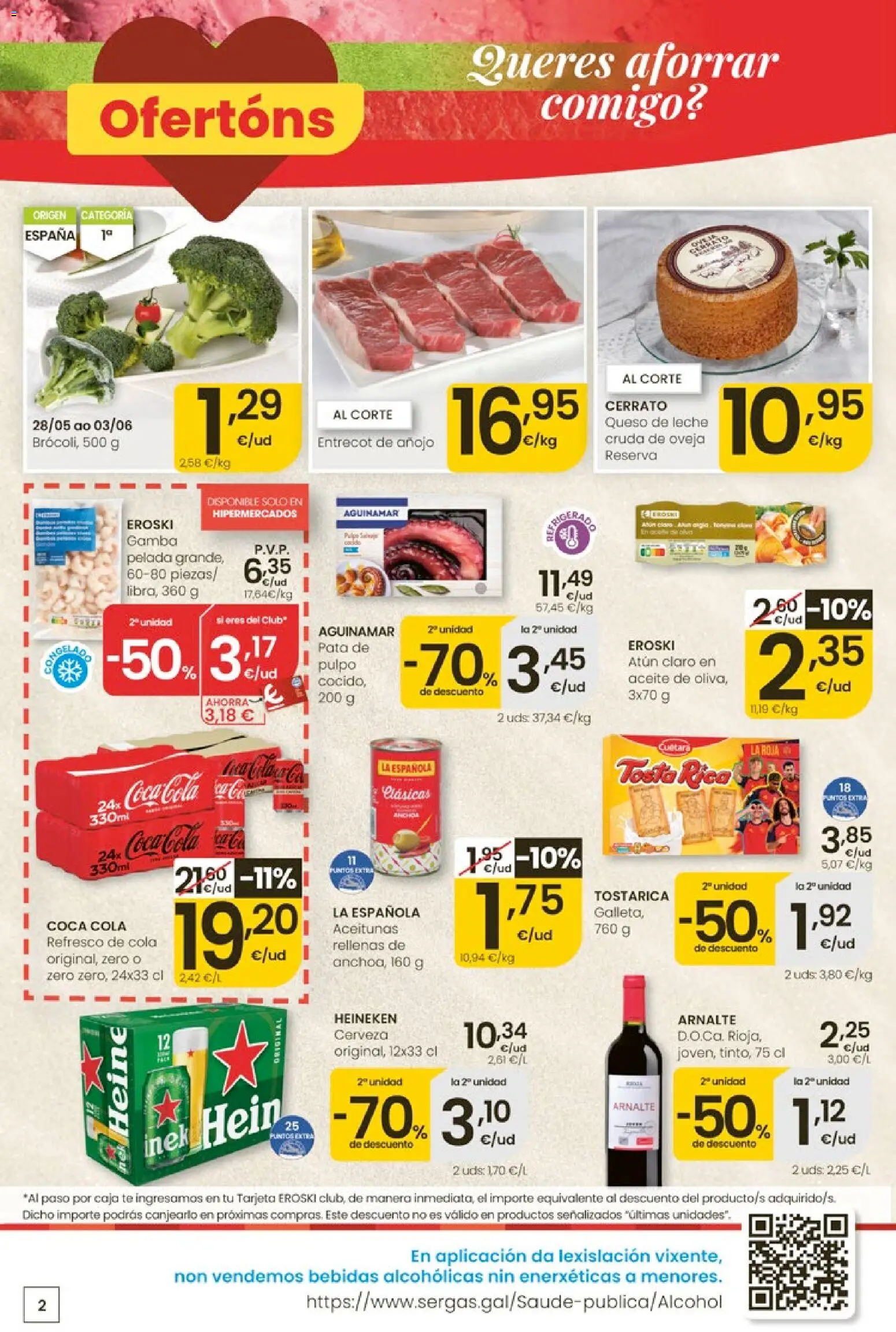 Eroski Ofertóns de verán │ válido desde el 28.05.2026 | Página: 2 | Productos: Leche, Queso, Té, Σπανάκι
