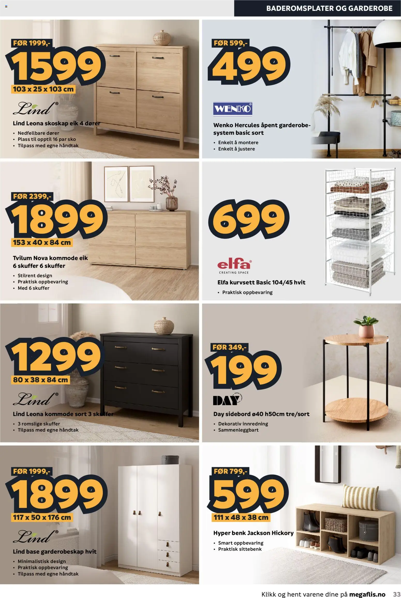 {H1} | Side: 33 | Produkter: Benk, Kommode, Skoskap, Håndtak