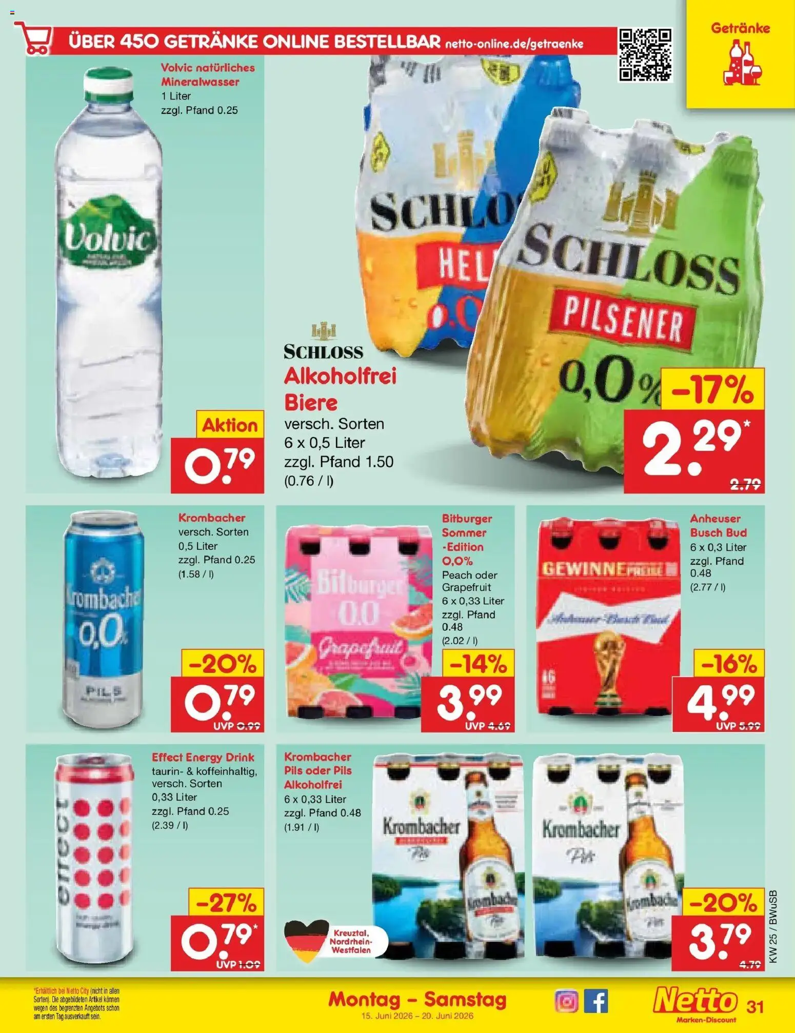 Netto Marken-Discount Prospekt Stemwede-Dielingen – gültig ab 14.06.2026 | Seite: 41 | Produkte: Bitburger, Pils, Mineralwasser, Volvic