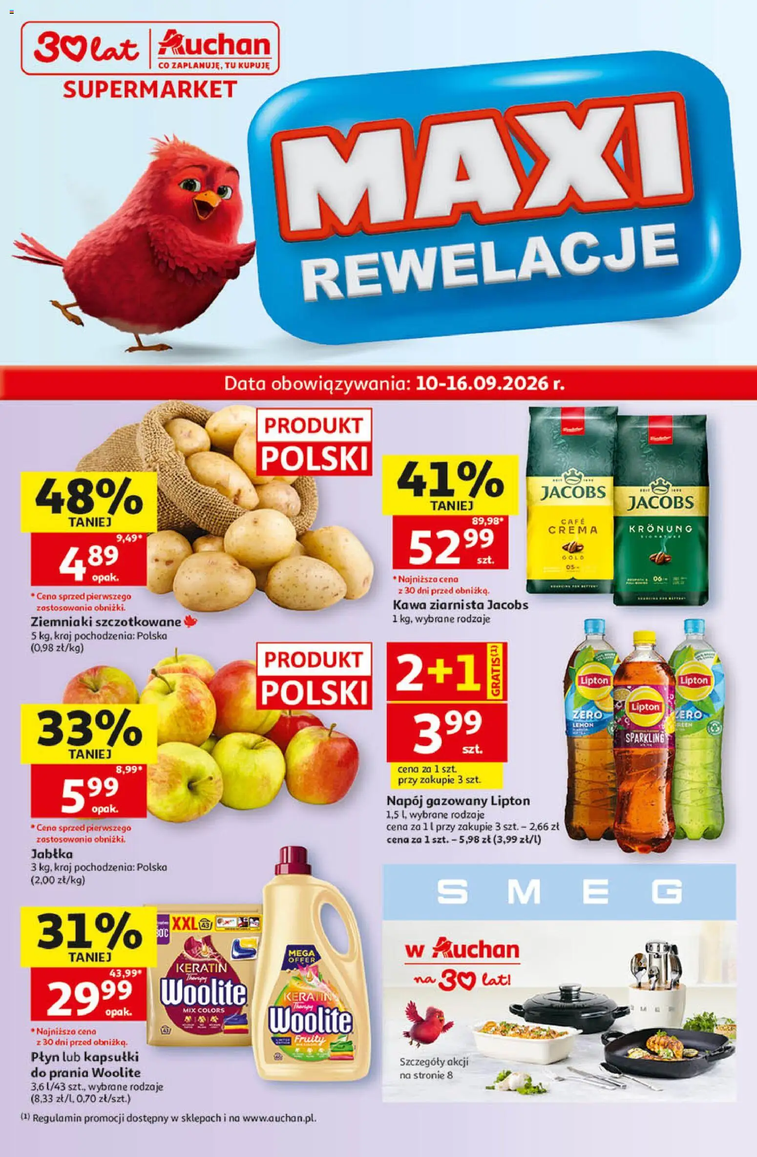 Auchan gazetka od 10.09.2026 | Strona: 1 | Produkty: Kapsułki, Jacobs, Kapsułki do prania, Jabłka
