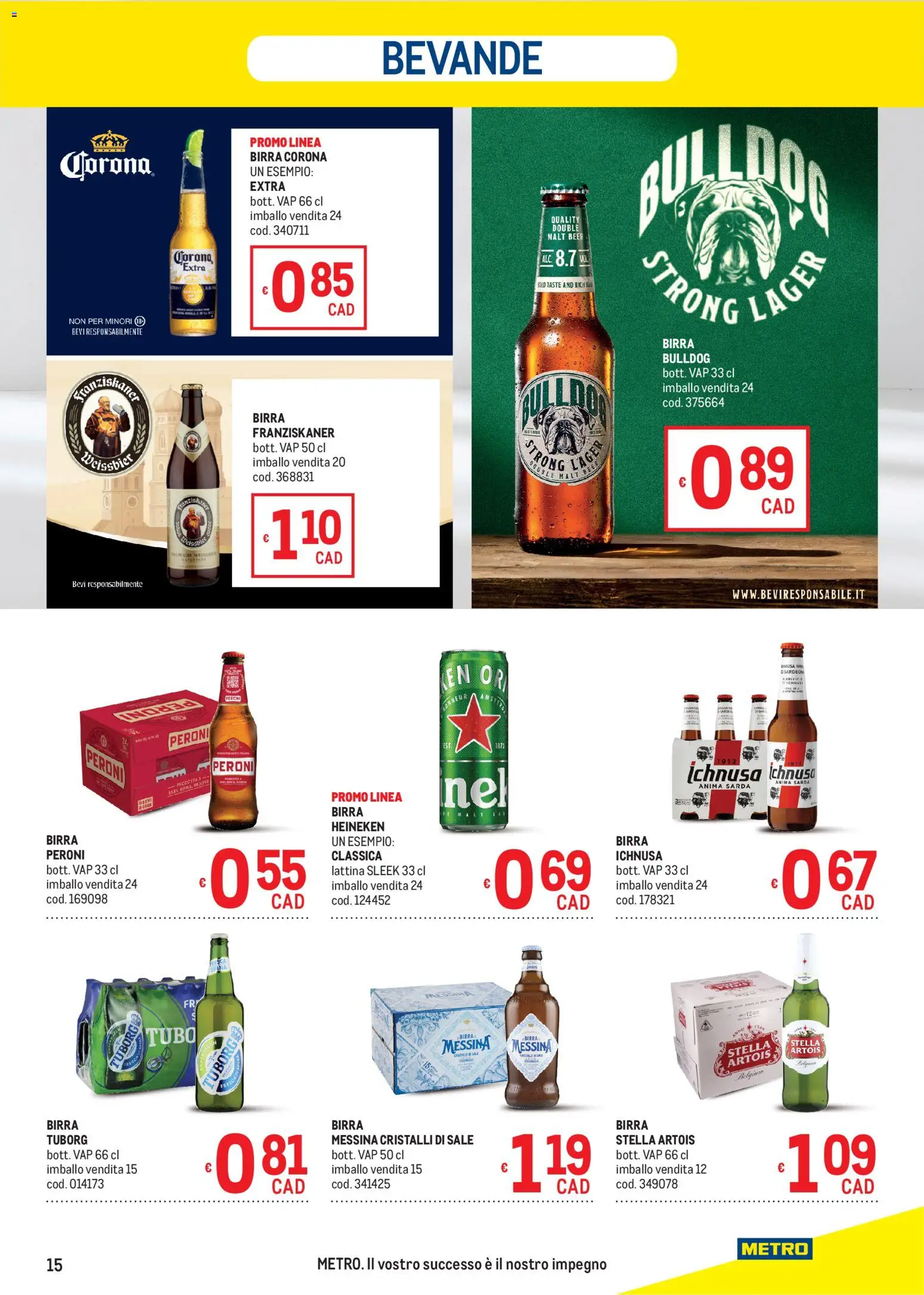 Volantino Metro del 08/10/2026 | Pagina: 15 | Prodotti: Birra Tuborg, Birra, Tubo, Birra Corona