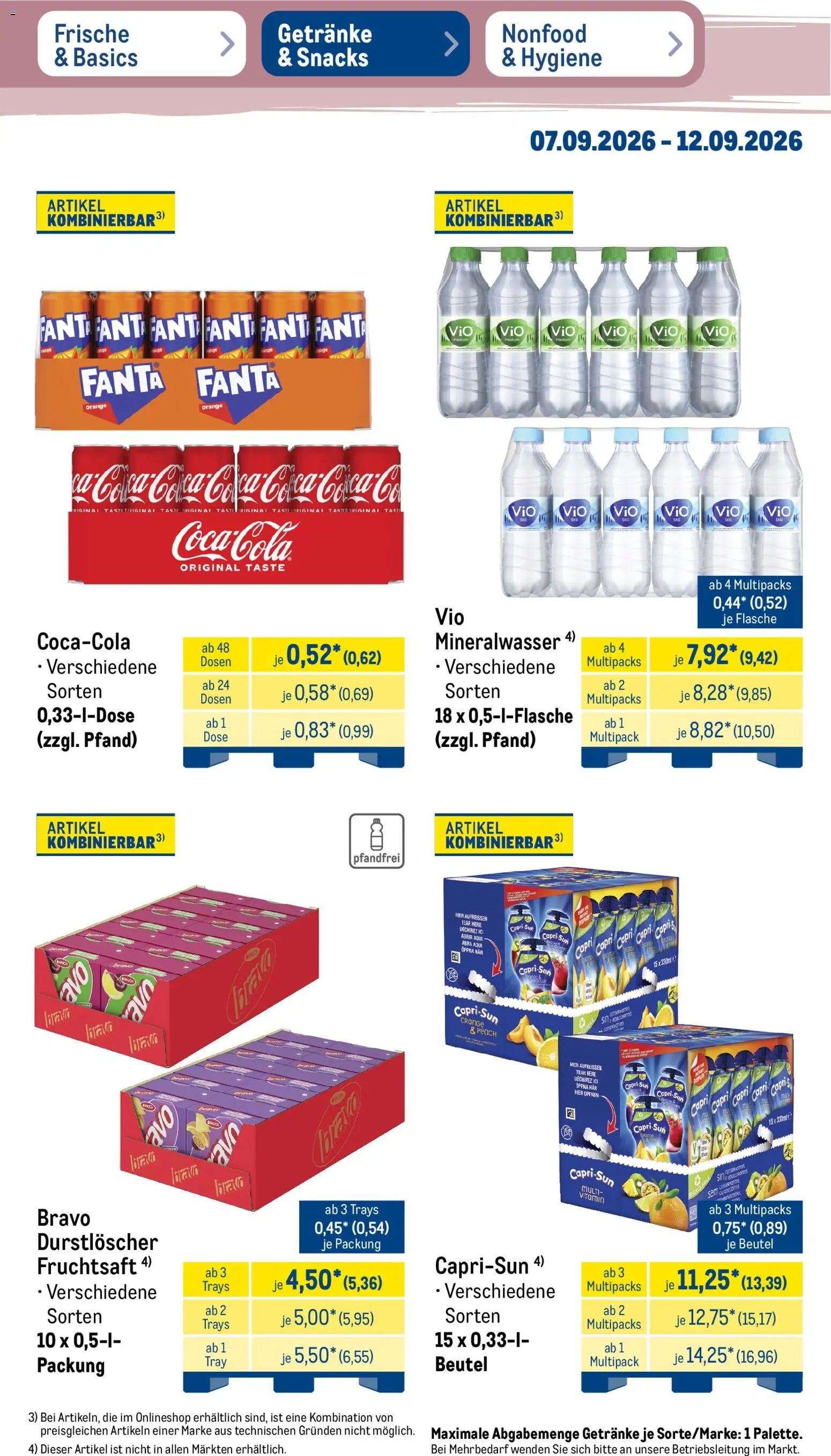 Metro Prospekt – gültig ab 07.09.2026 | Seite: 28 | Produkte: Durstloscher, Fanta, Cola, Fruchtsaft