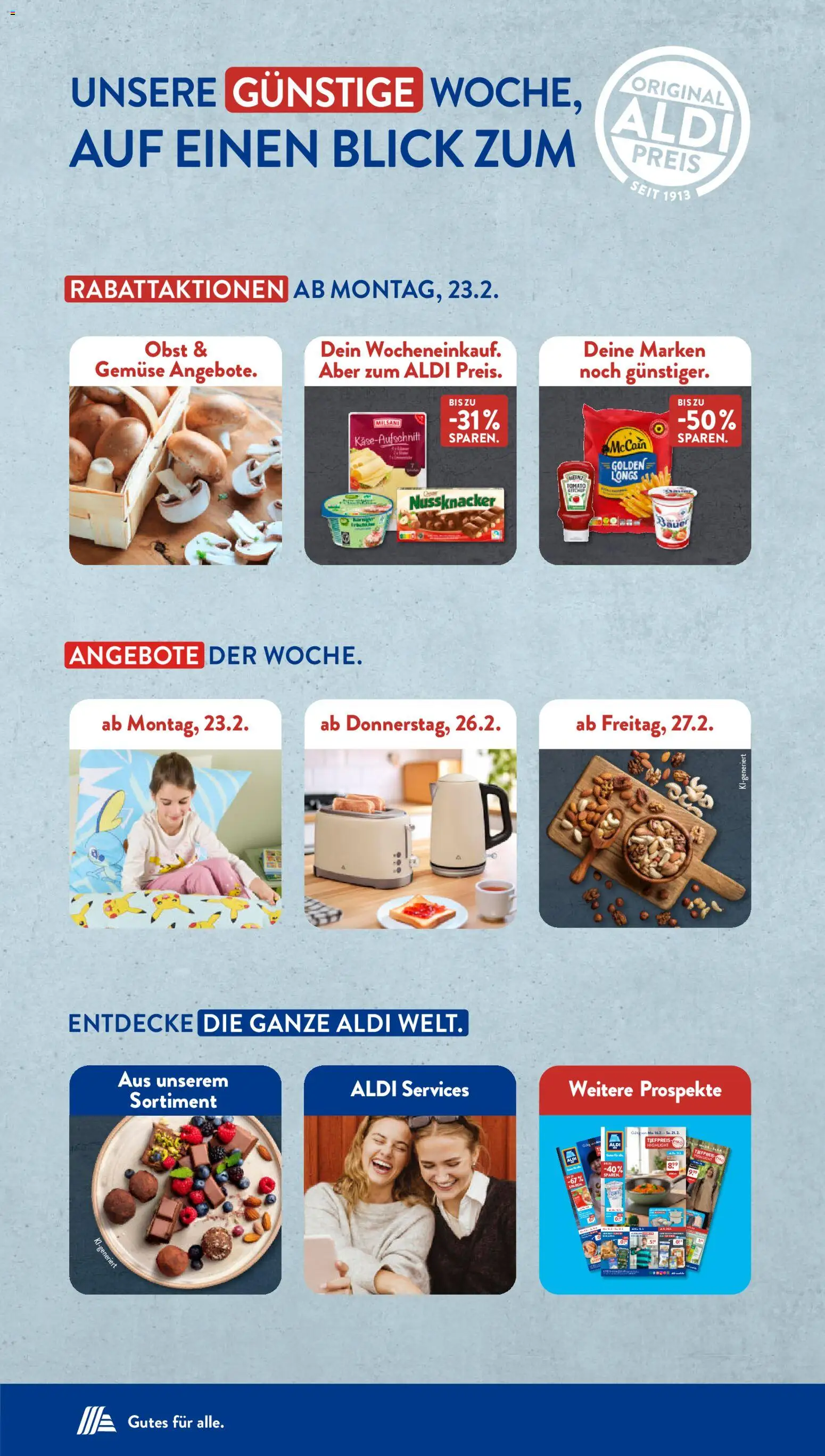 Aldi Süd Prospekt 	 – gültig ab 23.02.2026 | Seite: 2 | Produkte: Sweatshirt, Bett, Monster, Unterwäsche