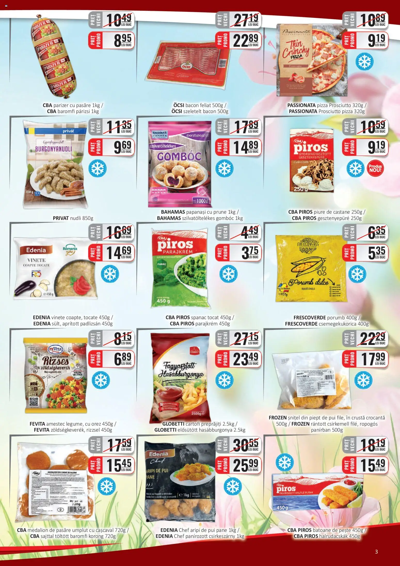 Noul catalog CBA – valabil de la 16.05.2026 | Pagină: 3 | Produse: Bacon, Pește, Parizer, Porumb