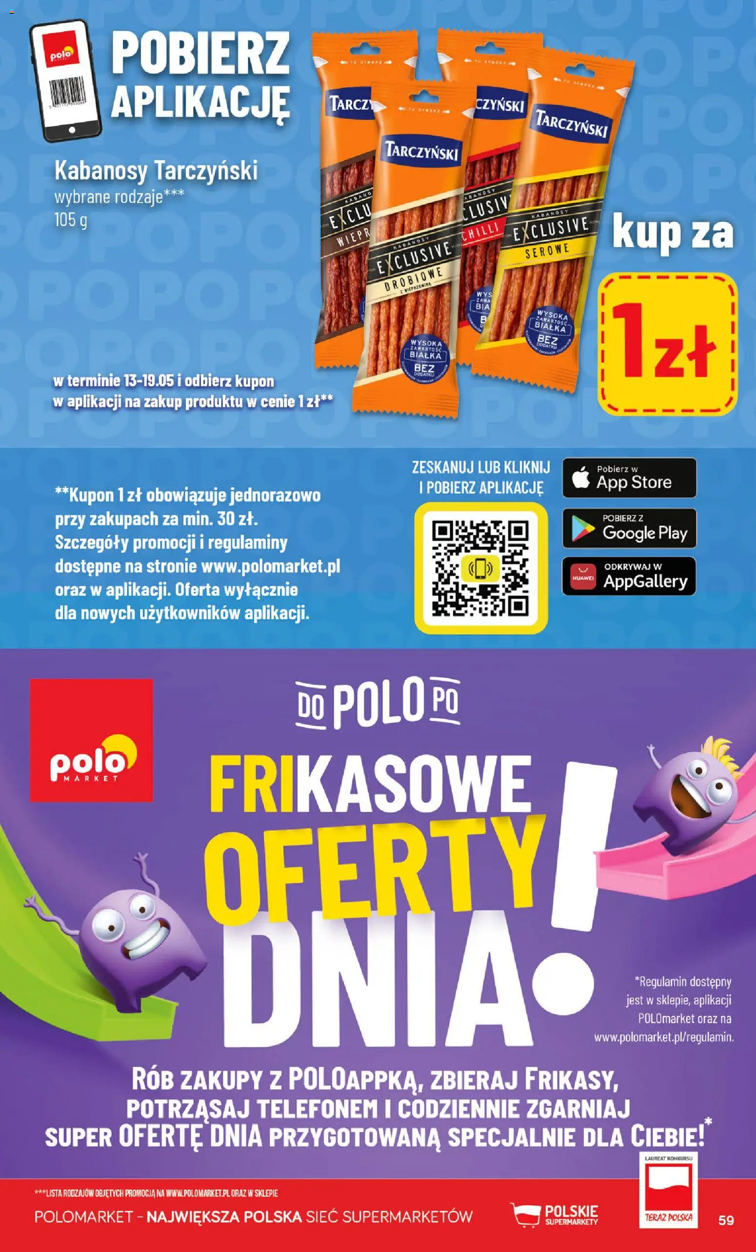POLOmarket gazetka od 13.05.2026 | Strona: 59 | Produkty: Kabanosy, Wieprzowina