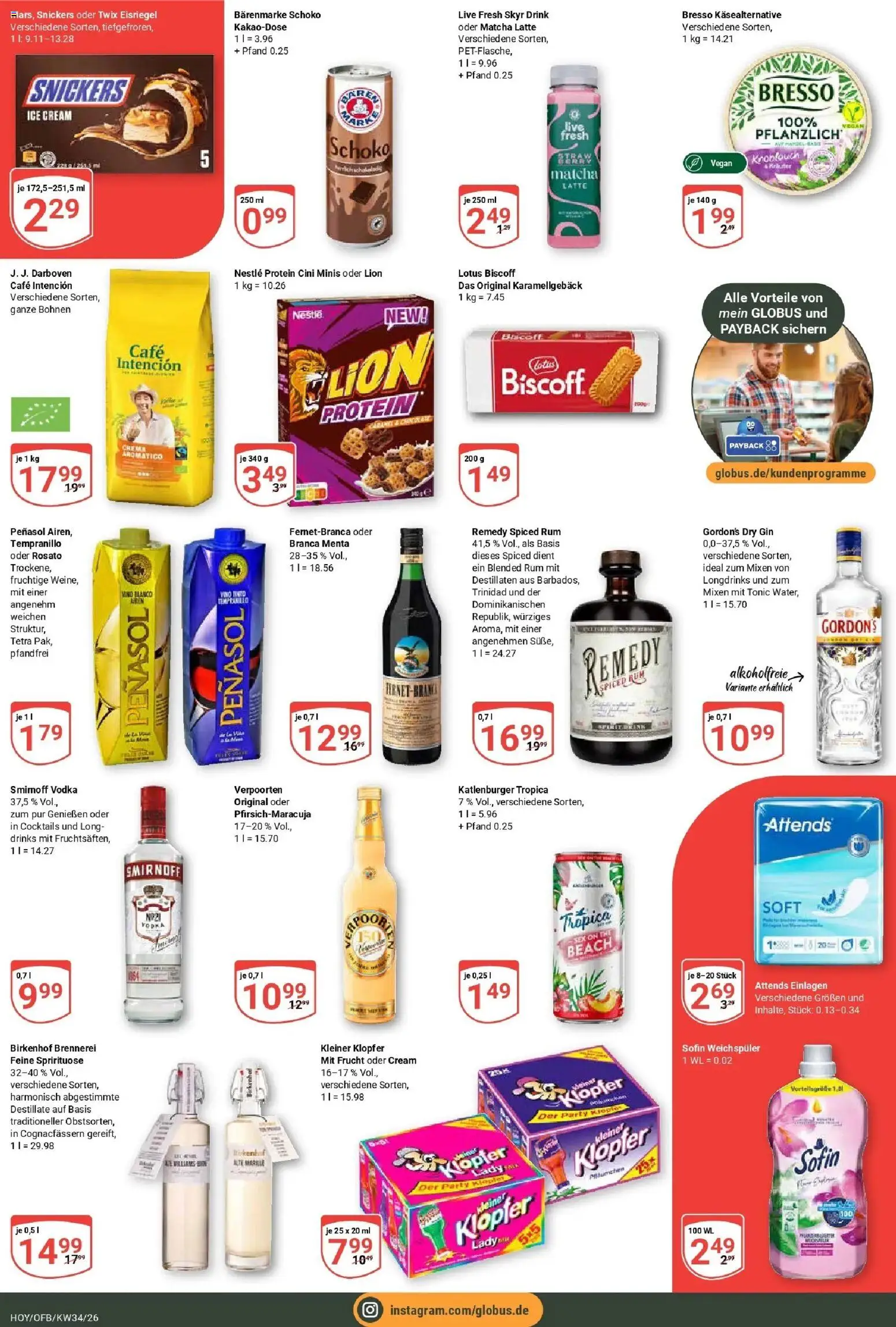 Globus Prospekt Hoyerswerda (ab 17.08.2026) » Angebote online | Seite: 7 | Produkte: Snickers, Skyr, Vodka, Gin