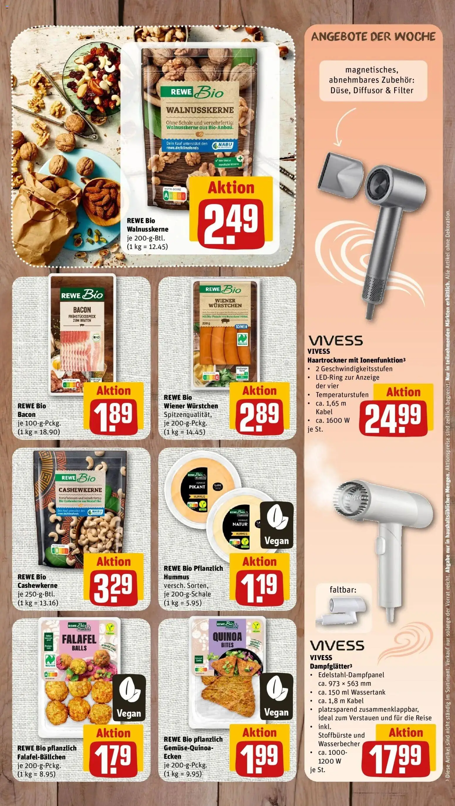 REWE Prospekt ab 05.10.2026 zum Blättern » Angebote | Seite: 7 | Produkte: Kabel, Wiener wurstchen, Haartrockner, Hummus