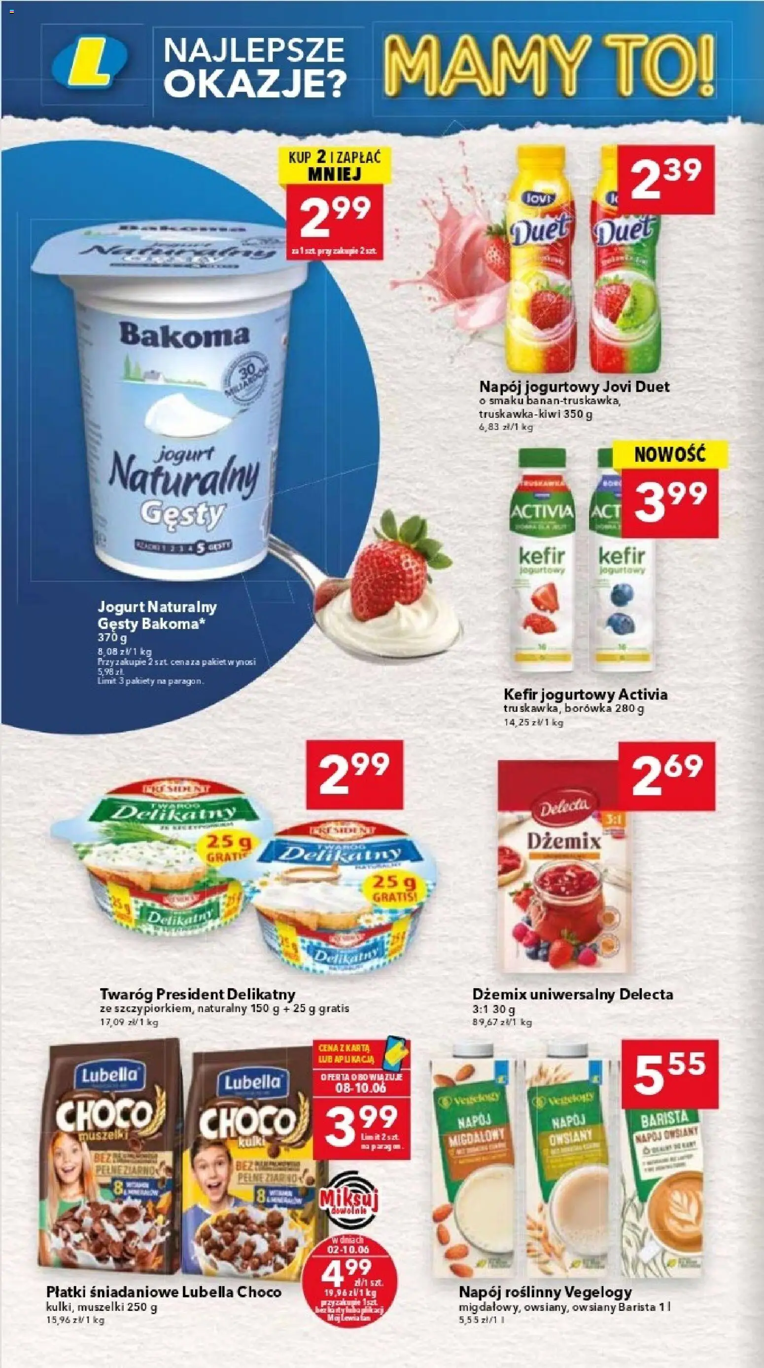 Lewiatan gazetka - Katowice od 02.06.2026 | Strona: 6 | Produkty: Kefir, Jogurt naturalny gęsty, Płatki, Twaróg