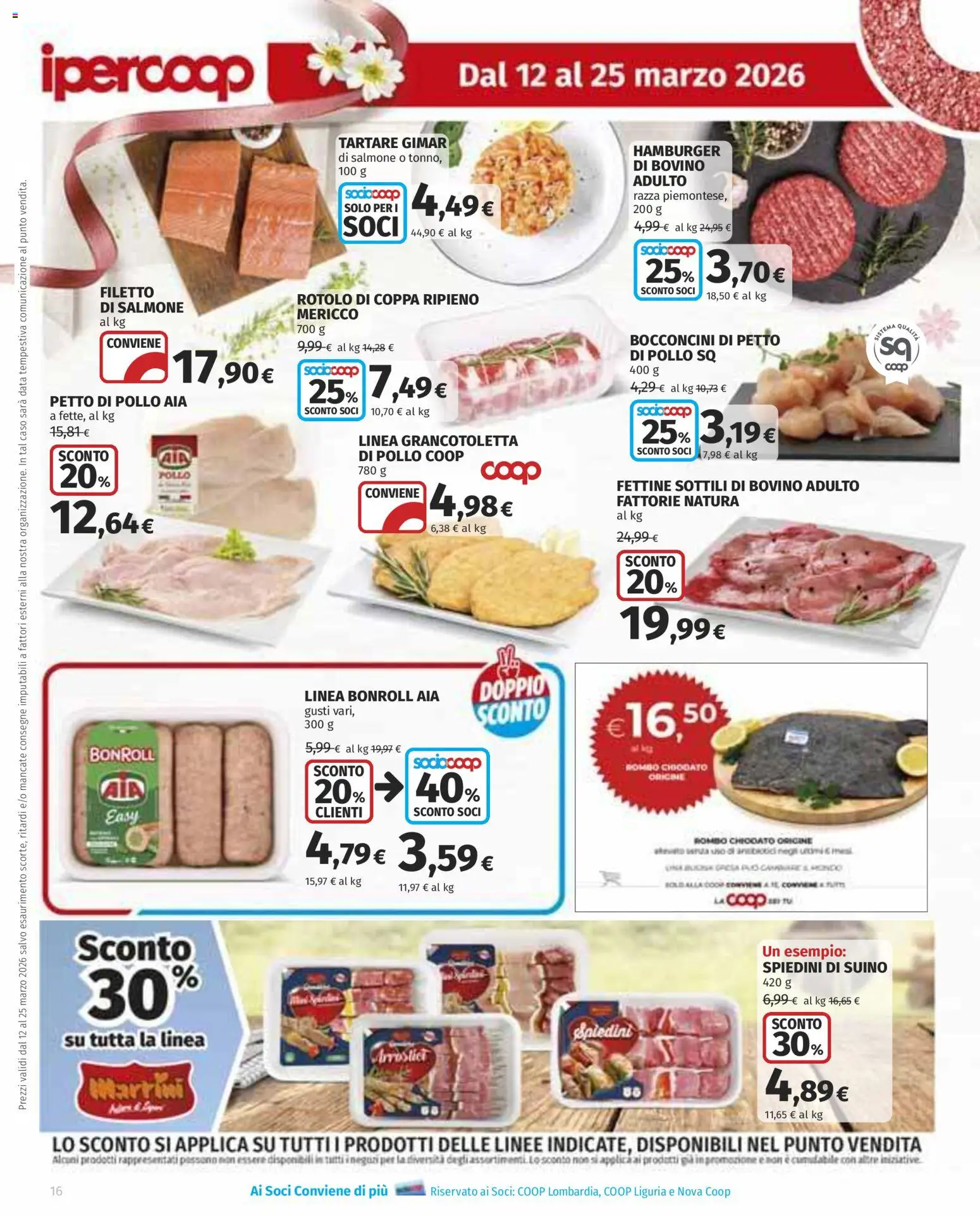 Volantino Ipercoop del 12.03.2026 | Pagina: 16 | Prodotti: Petto di Pollo, Pollo, Salmone, Data