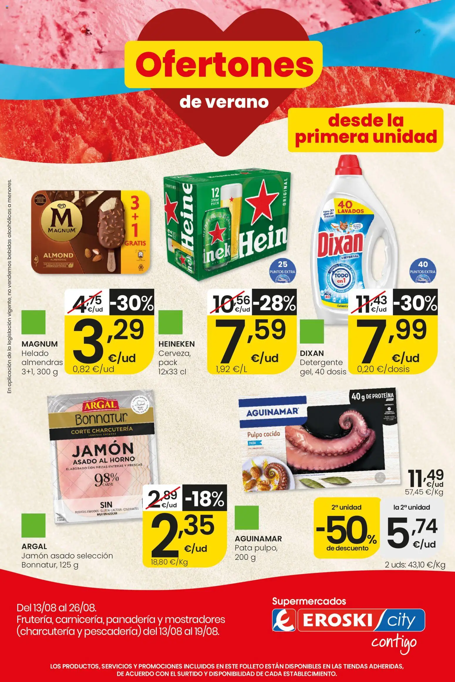 Eroski folleto │ válido desde el 13/08/2026 | Página: 1 | Productos: Detergente, Helado, Magnum, Horno
