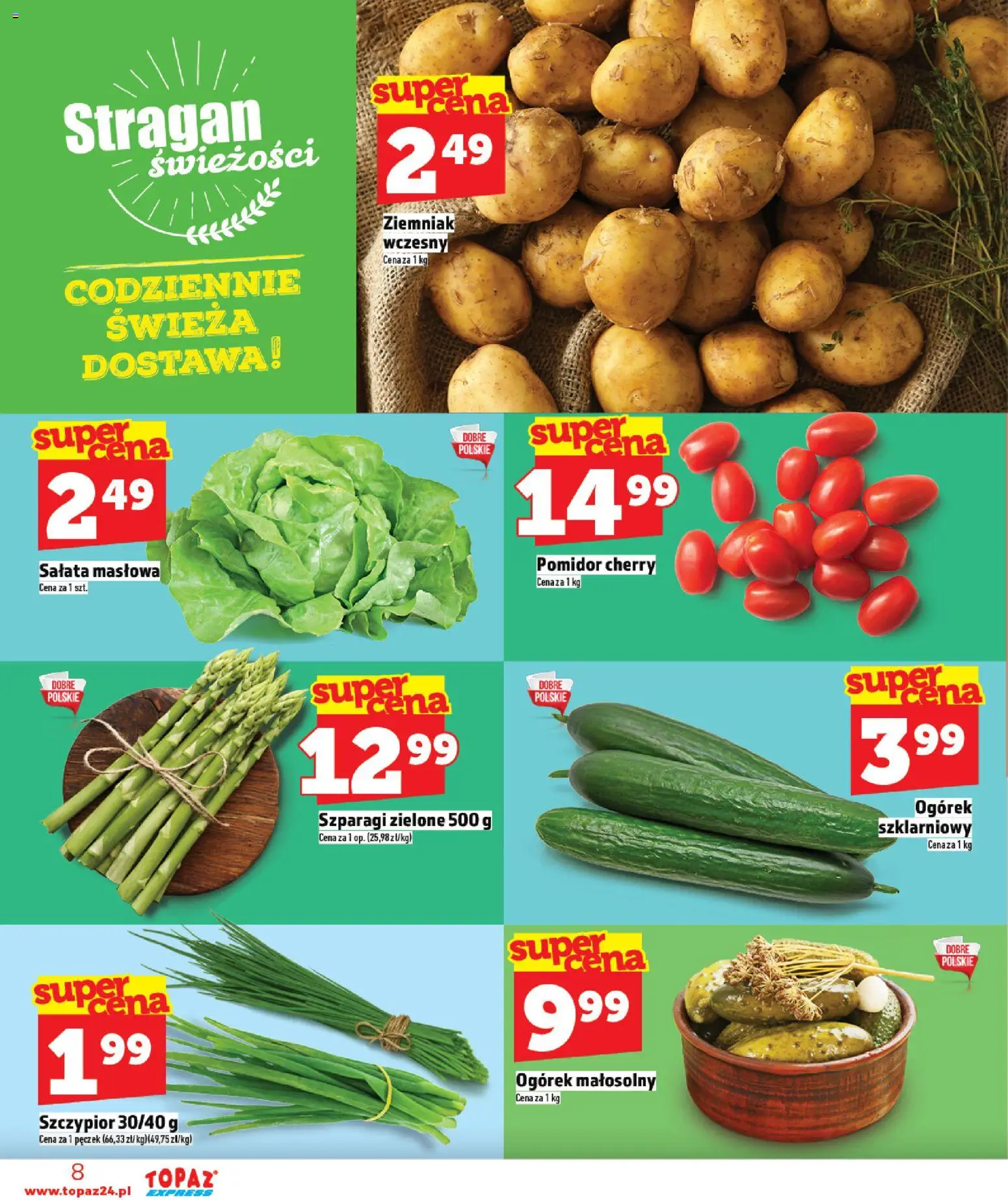 Topaz gazetka - Express od 14.05.2026 | Strona: 8 | Produkty: Szparagi, Pomidor cherry