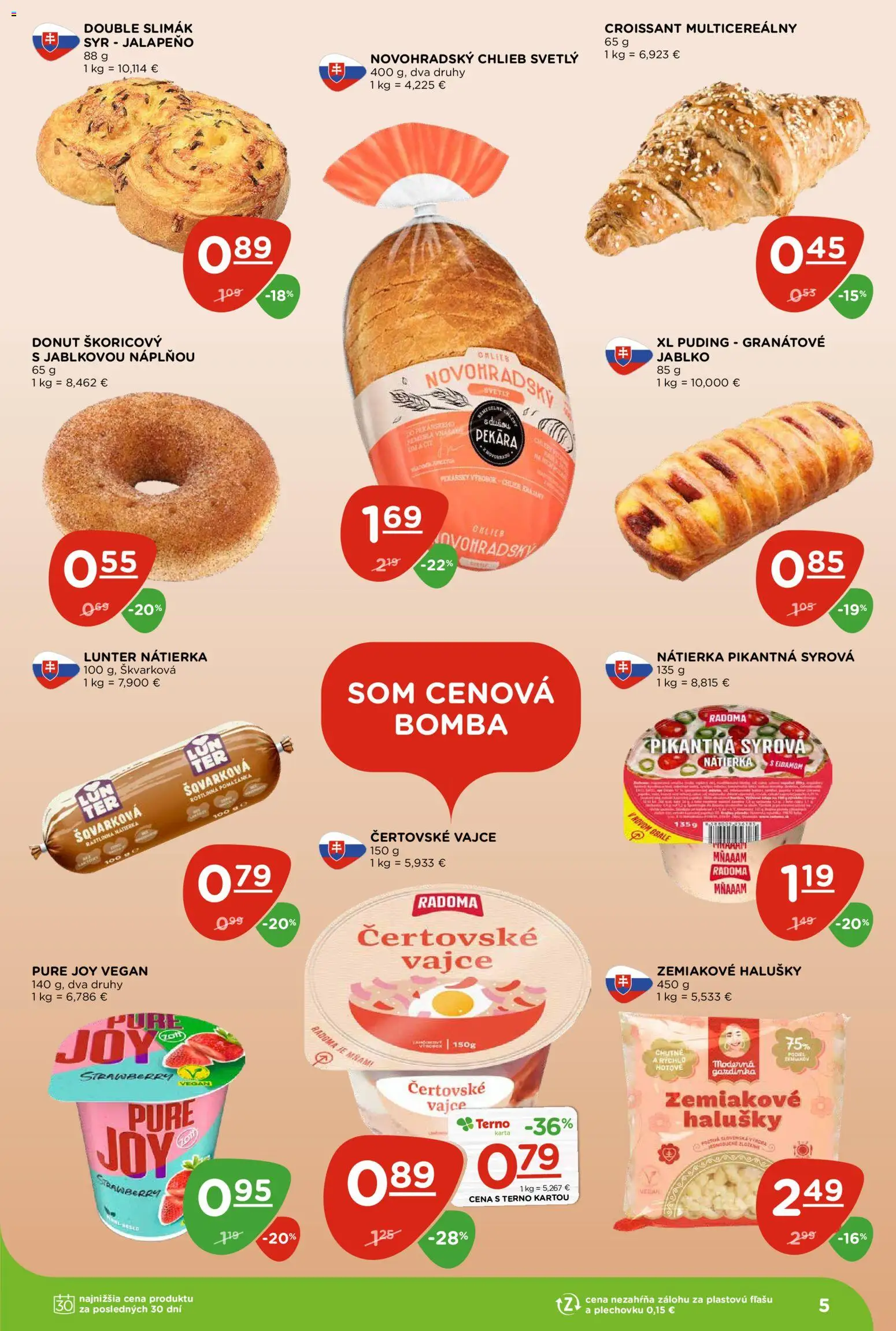 Nové Terno akcie – leták je platný od 17.09.2026 | Strana: 5 | Produkty: Chlieb, Donut, Nátierka, Puding
