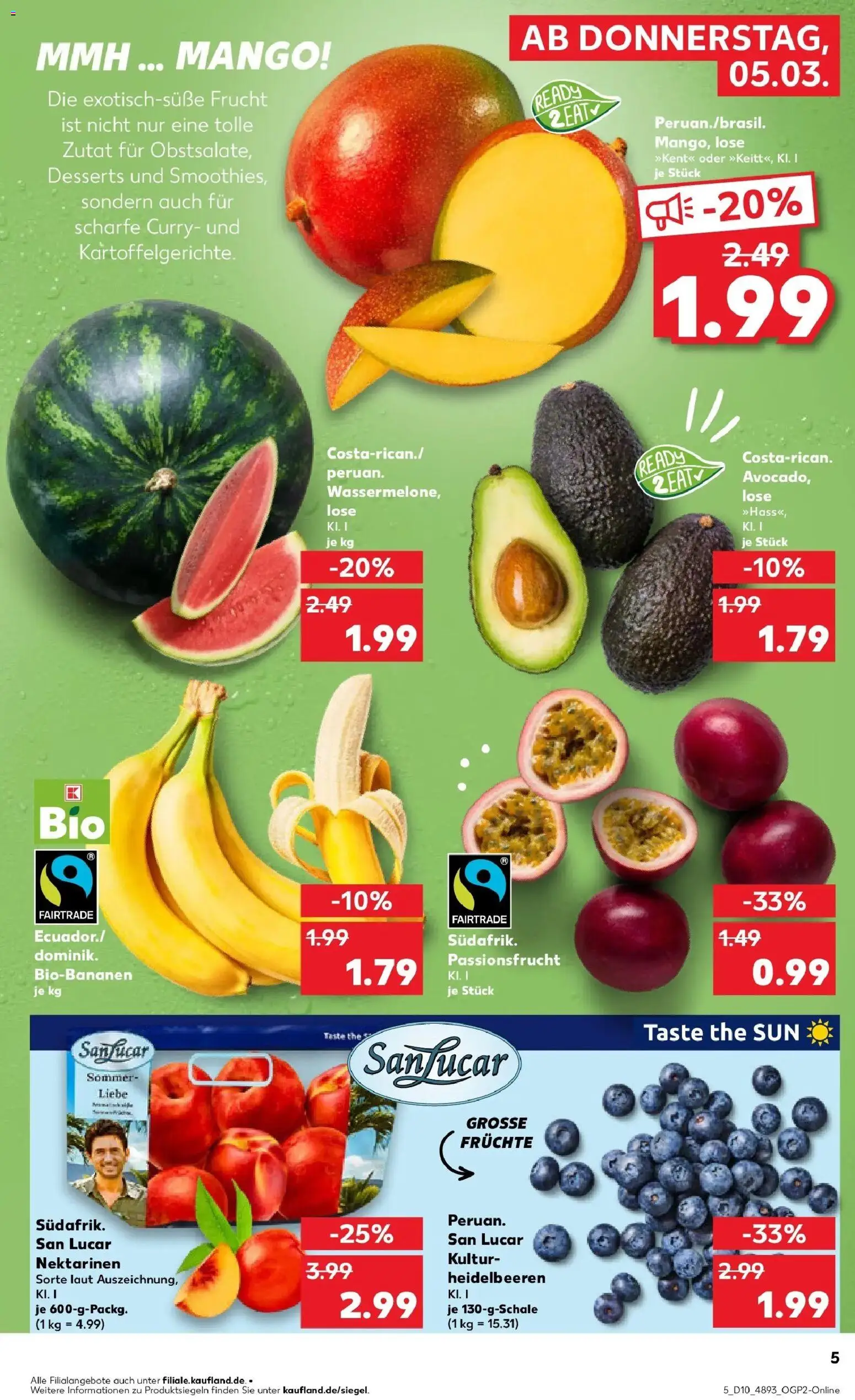 Kaufland Prospekt Lutherstadt Wittenberg	 – gültig ab 02.03.2026 | Seite: 17 | Produkte: Nektarinen, Heidelbeeren, Avocado, Mango