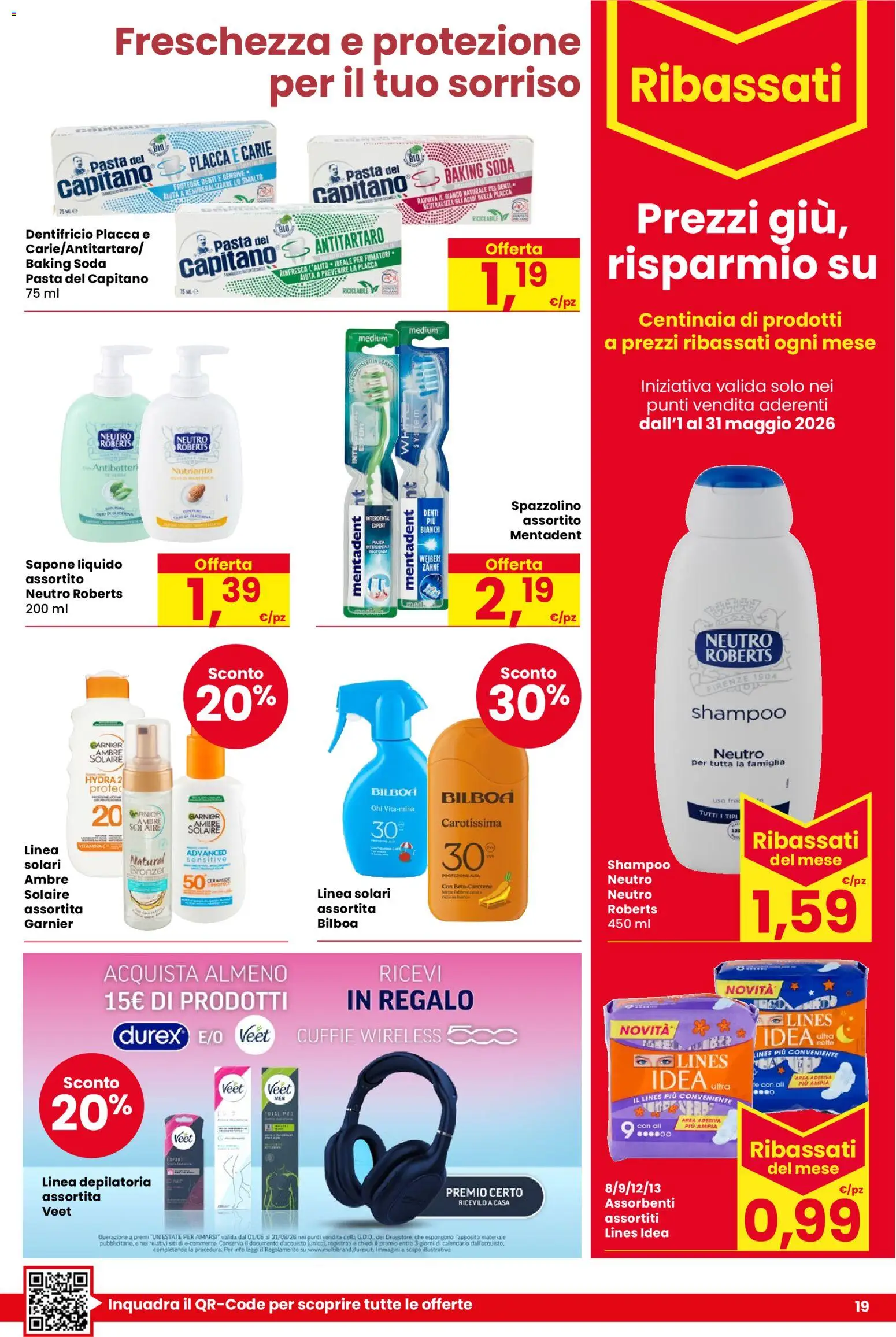 Volantino Despar del 14.05.2026 | Pagina: 19 | Prodotti: Sapone, Dentifricio, Pasta, Cuffie