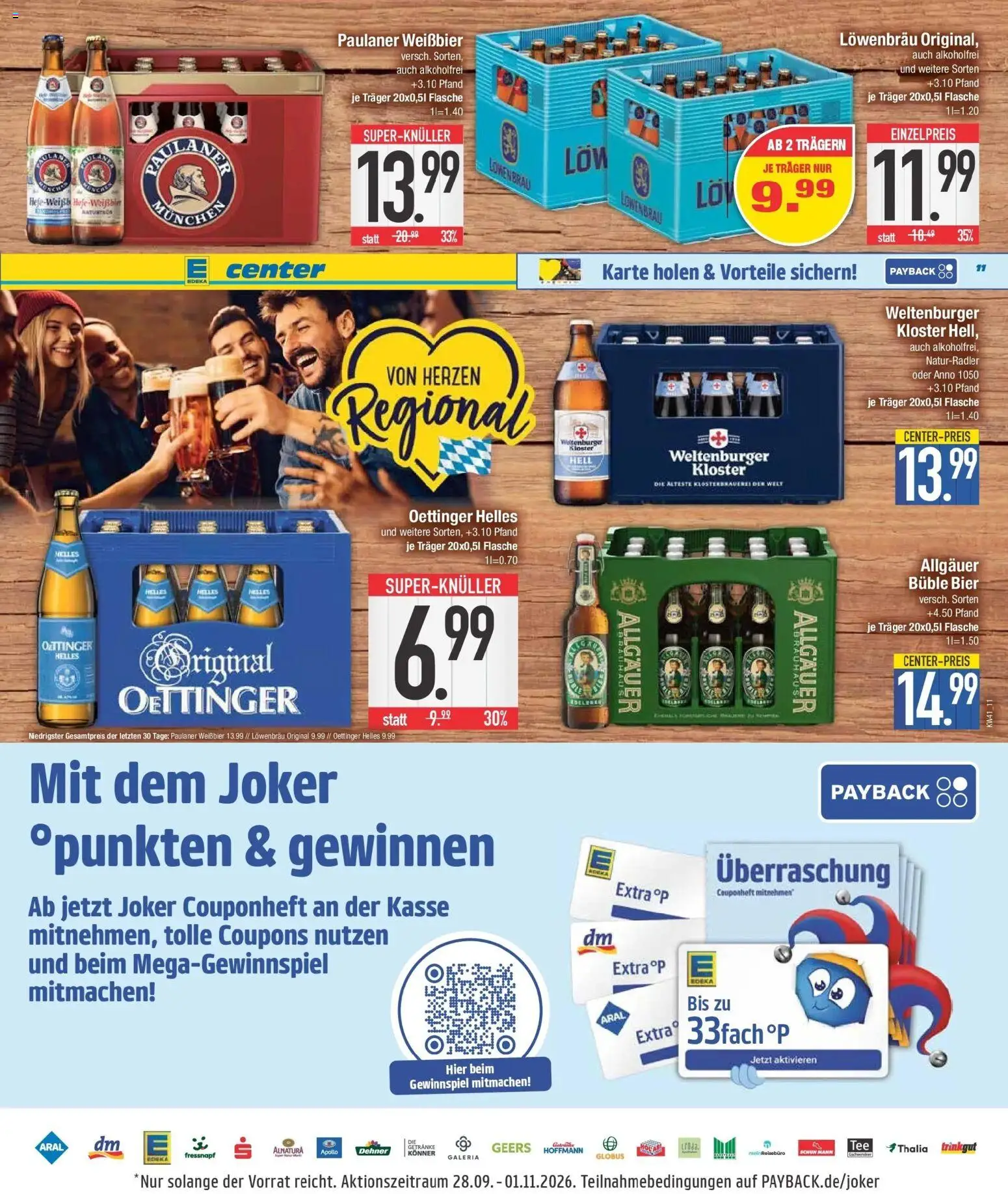 E center Prospekt Unterhaching (ab 05.10.2026) zum Blättern | Seite: 11 | Produkte: Bier, Weißbier, Oettinger, Paulaner