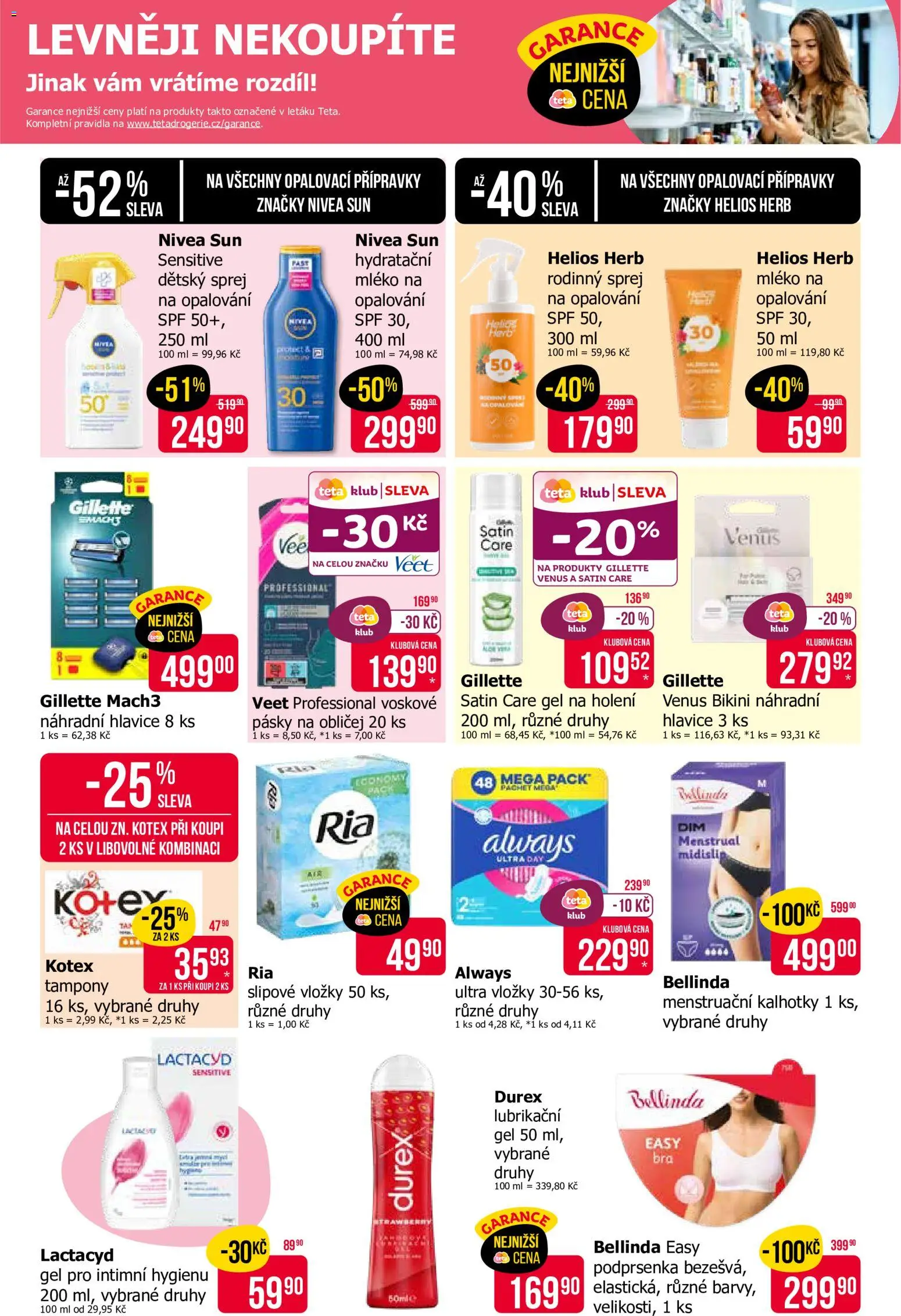TETA Drogerie leták od 30.07.2026 | Strana: 8 | Produkty: Podprsenka, Vložky, Gel na holení, Gillette Mach3