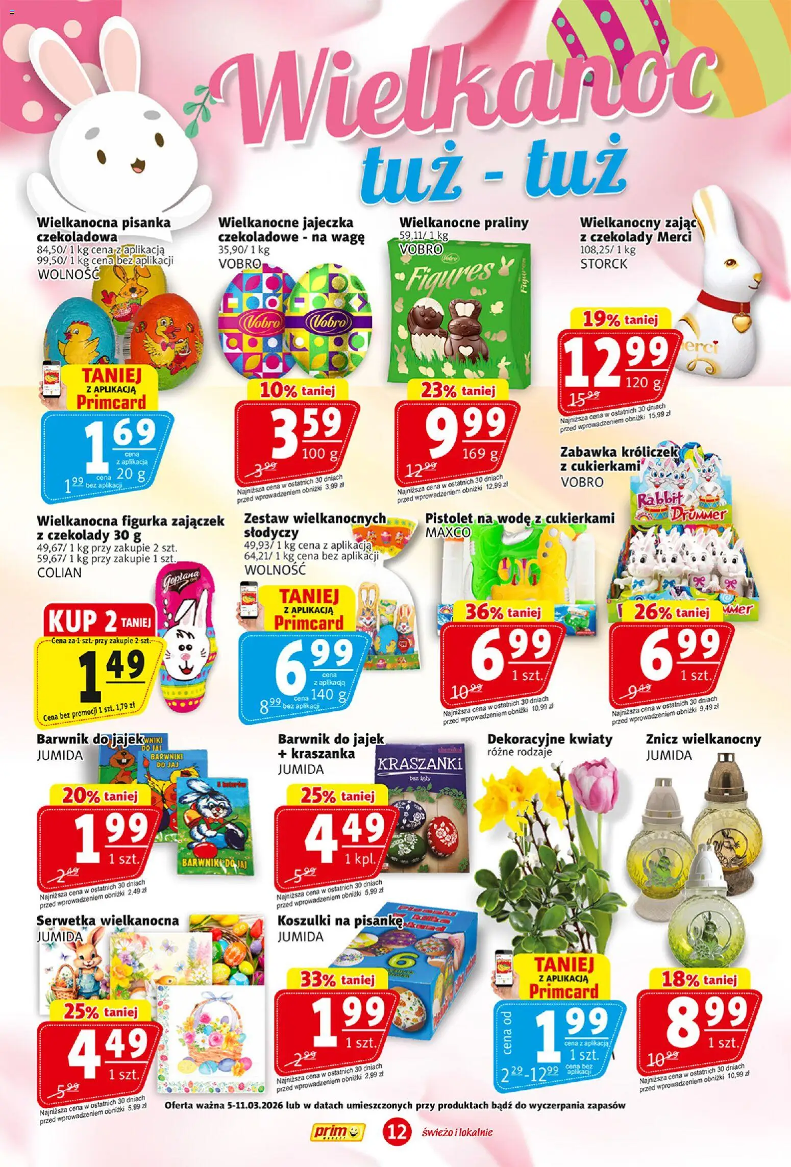 Prim Market gazetka od 05.03.2026 | Strona: 12 | Produkty: Czekolady, Czekoladowa, Barwnik do jajek, Merci