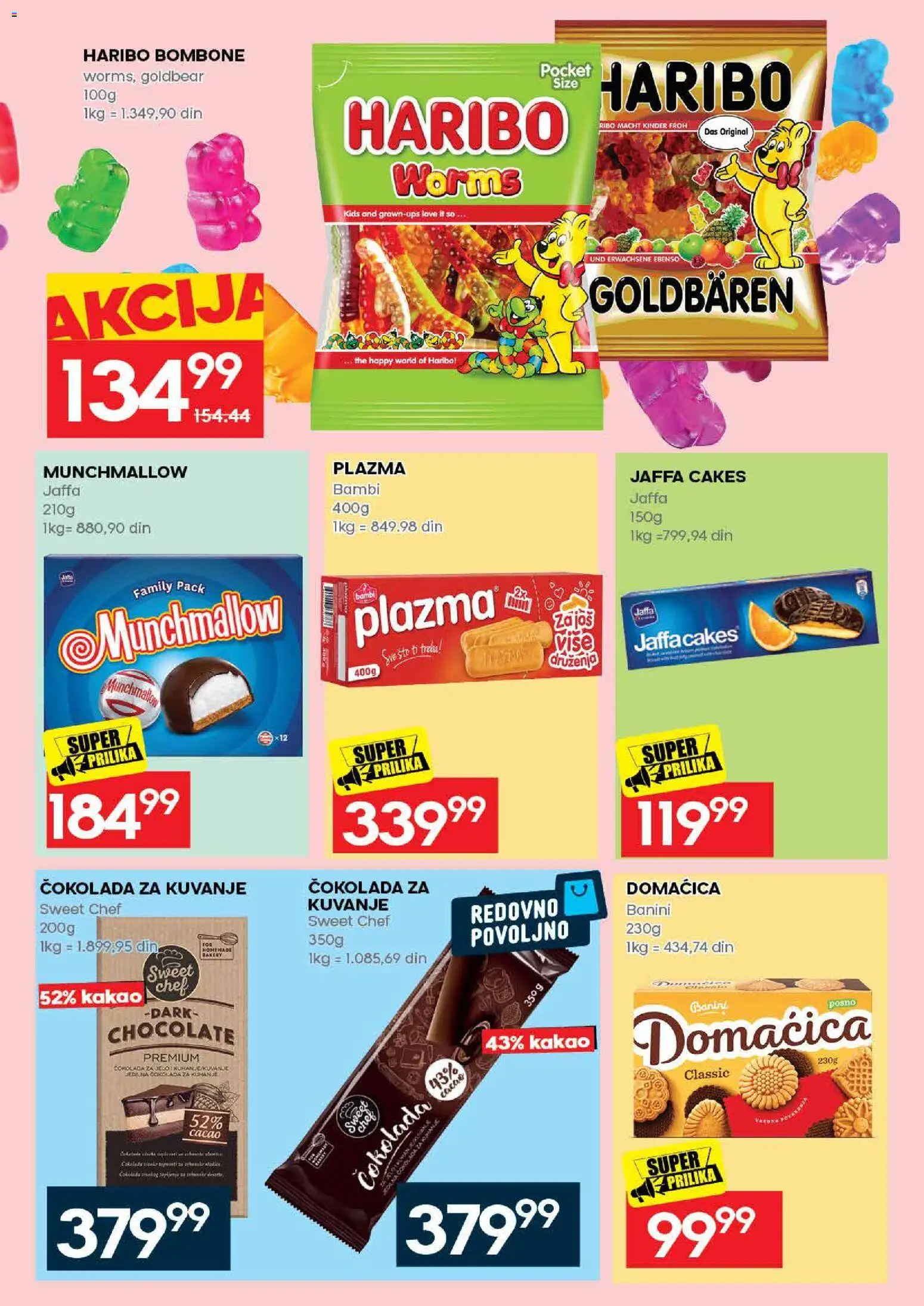 Idea katalog - važi od 28.05.2026 | Strana: 22 | Proizvode: Čokolada za kuvanje, Munchmallow, Haribo, Domaćica