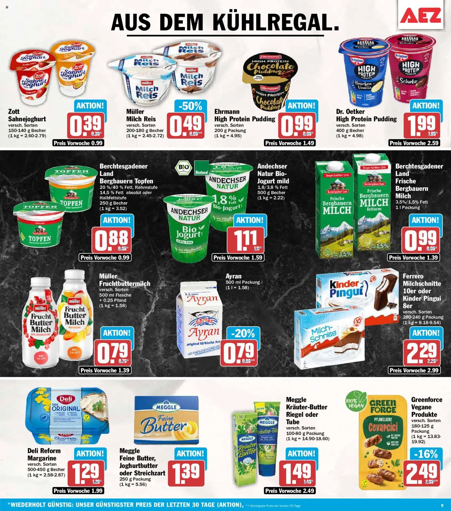 AEZ Prospekt 	 – gültig ab 11.05.2026 | Seite: 9 | Produkte: Joghurt, Pudding, Bourbon, Sahne