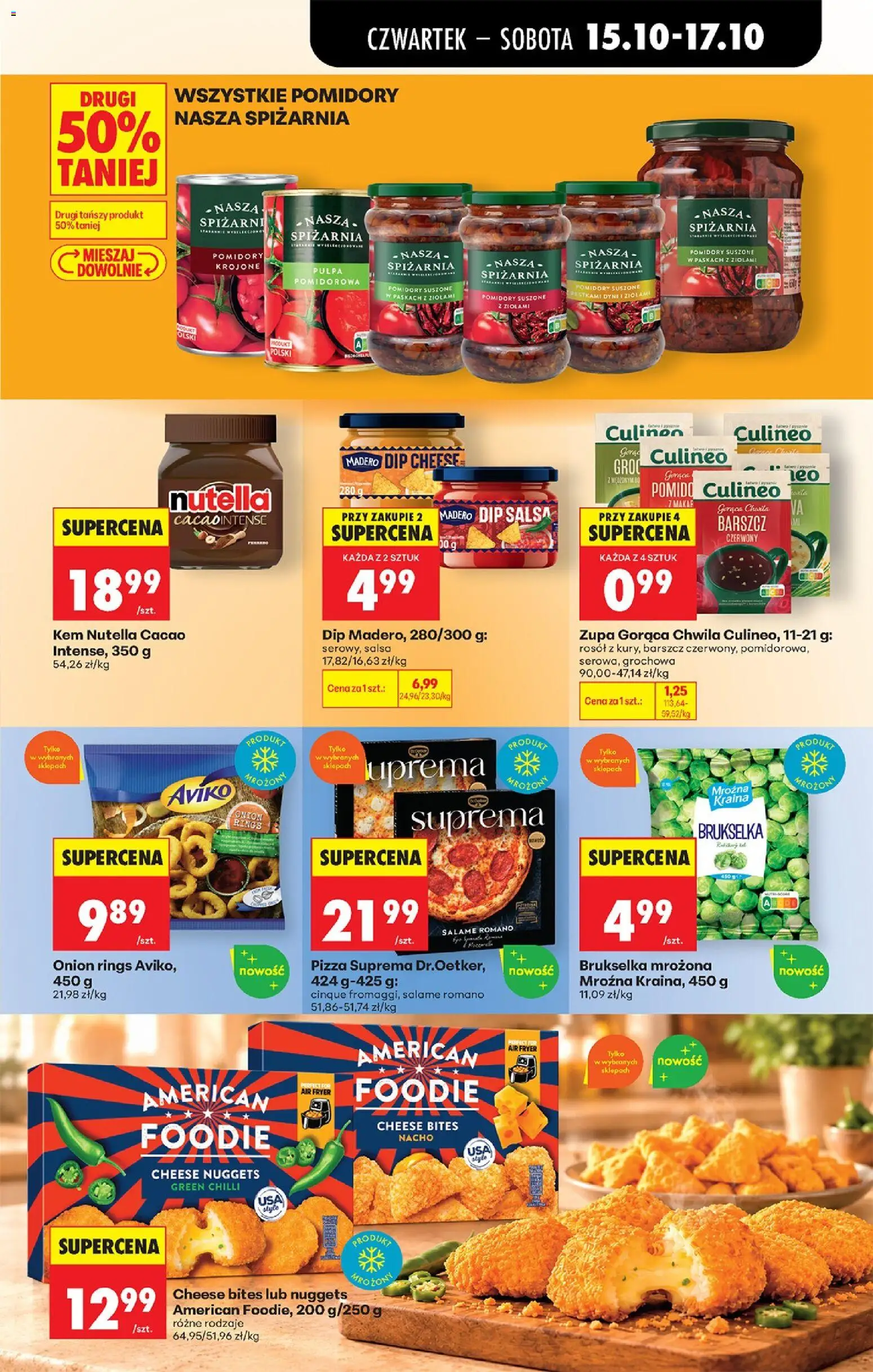 Biedronka gazetka - Czas na toast od 15.10.2026 | Strona: 59 | Produkty: Suszone pomidory, Zupa, Pizza, Mroźna kraina