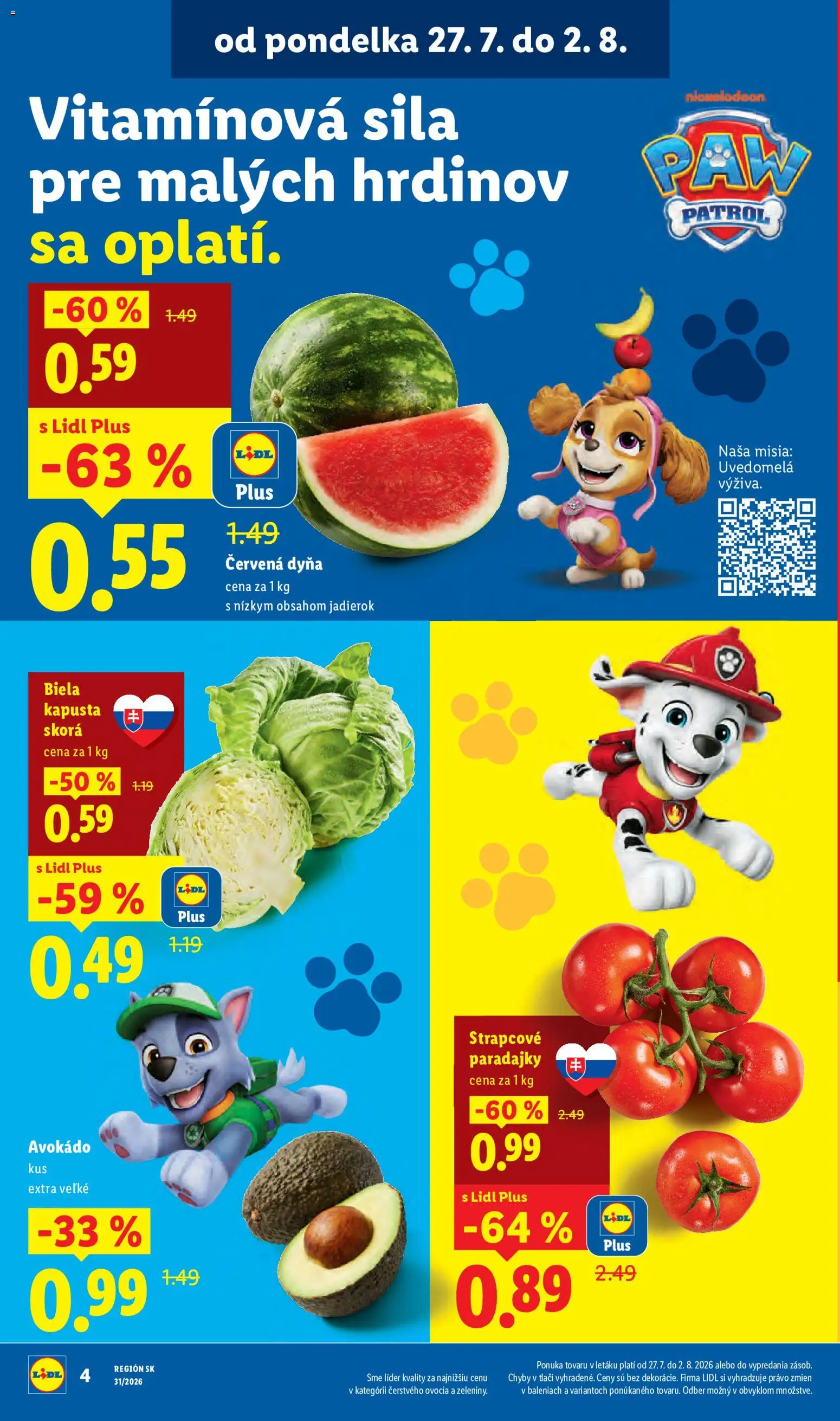 Nové Lidl akcie – leták je platný od 27.07.2026 | Strana: 10 | Produkty: Kapusta, Paradajky, Avokádo