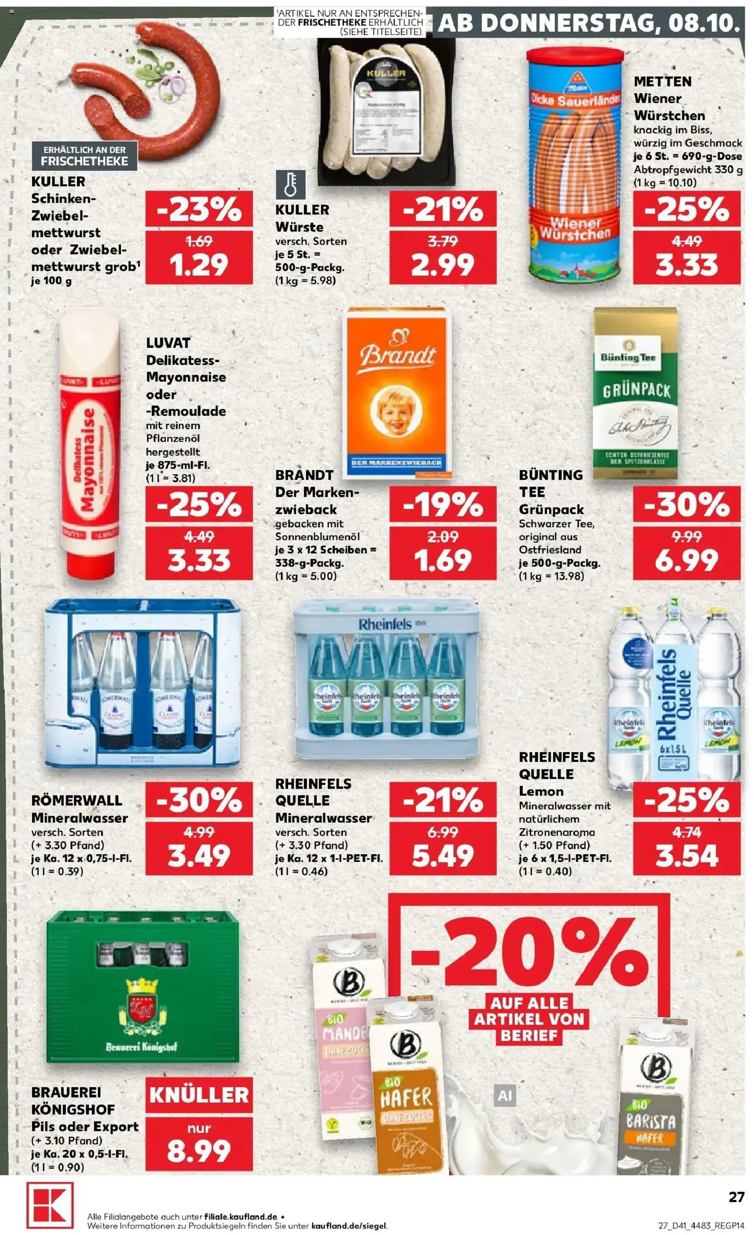 Prospekt Kaufland ab 08.10.2026 » Angebote Online zum Blättern | Seite: 27 | Produkte: Pils, Mayonnaise, Schinken, Tee