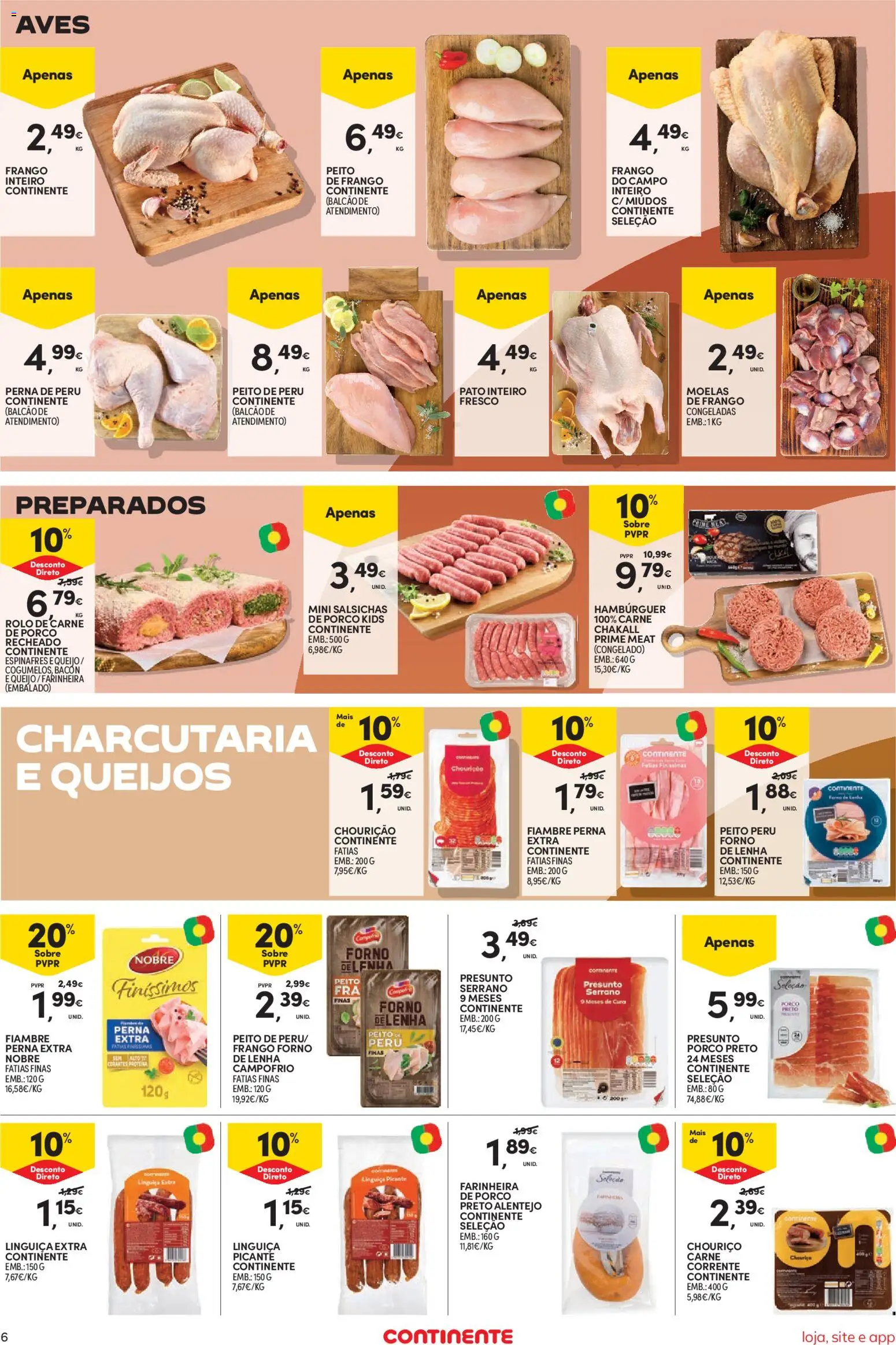 Continente folheto Bom Dia │ válido de 13/10/2026 | Página: 6 | Produtos: Fiambre, Linguiça, Carne de porco, Carne