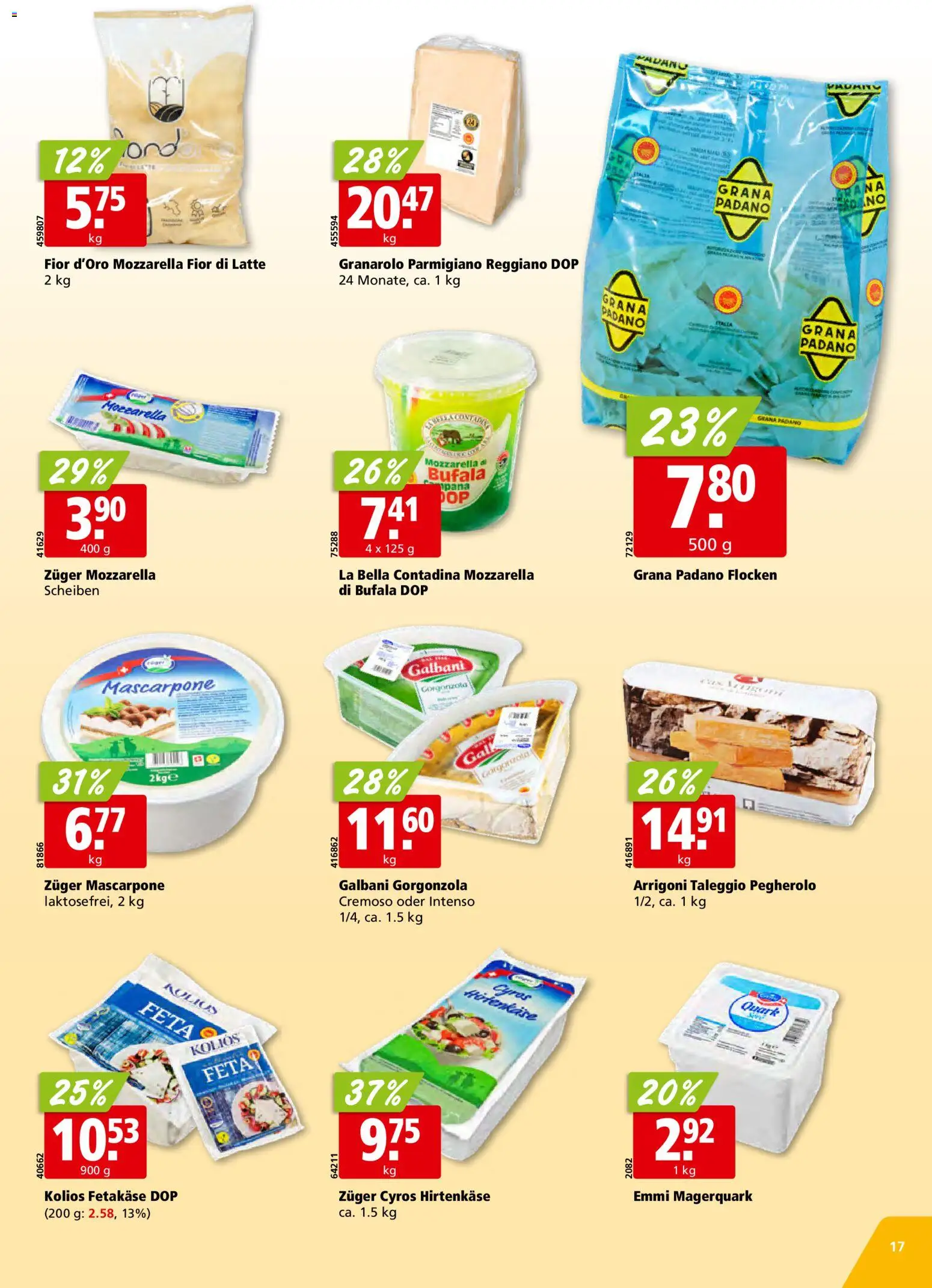 Aligro aktionen – gültig ab 14.09.2026 | Seite: 17 | Produkte: Grana Padano, Feta, Mascarpone, Flocken