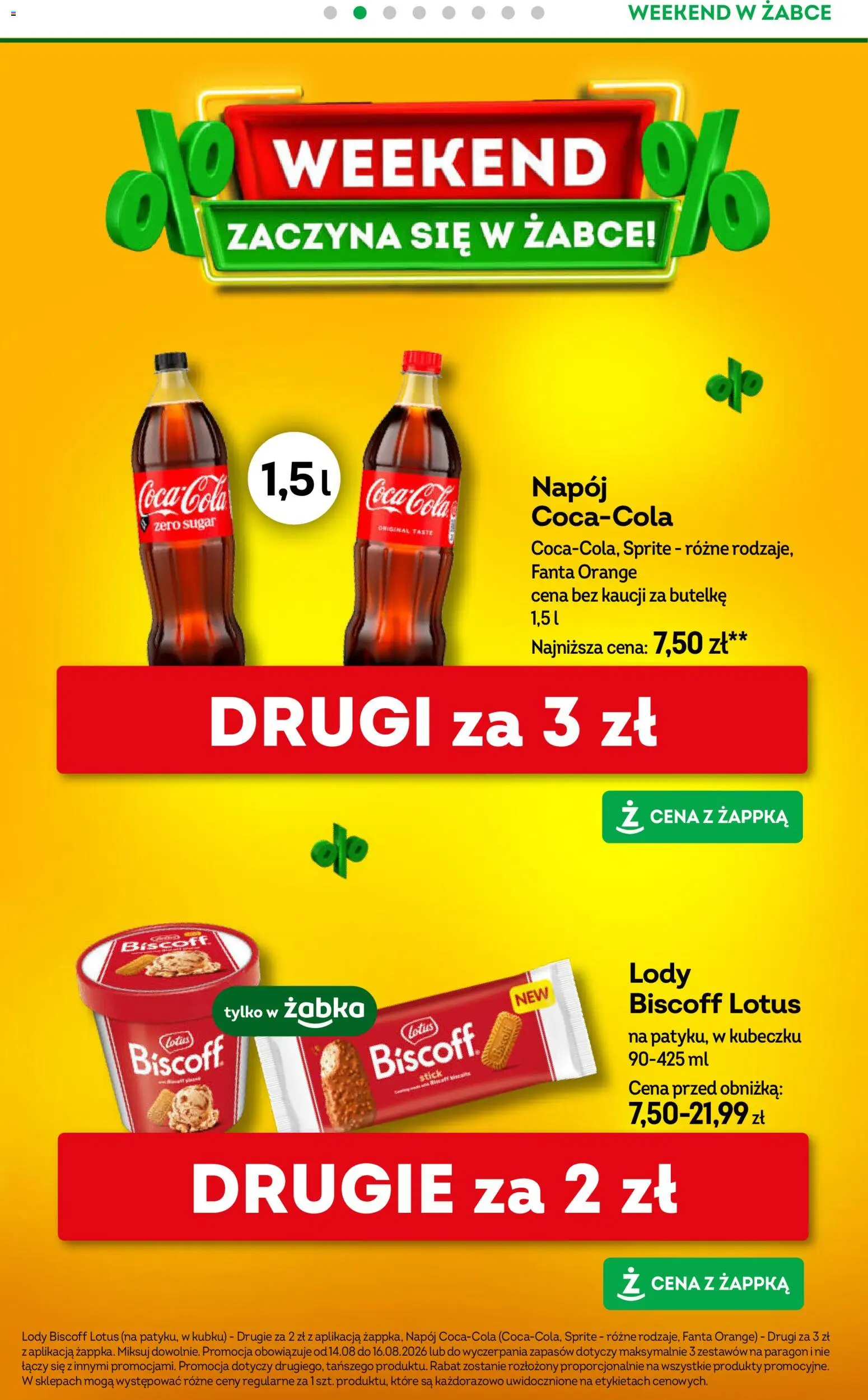 Żabka gazetka - Weekendowe promocje od 14.08.2026 | Strona: 3 | Produkty: Sprite, Fanta, Lotus, Lody