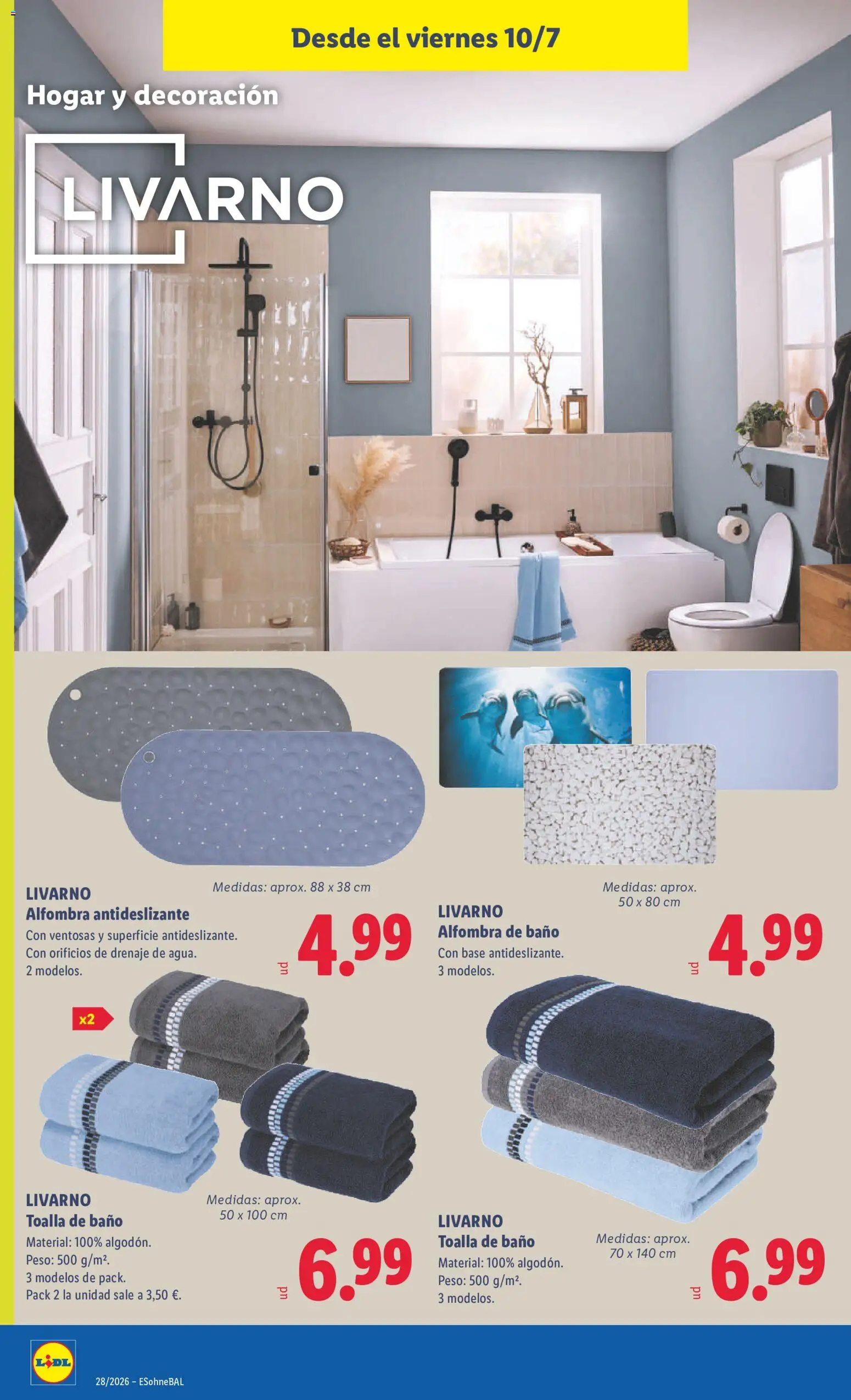 Lidl folleto de bazar │ válido desde el 06/07/2026 | Página: 26 | Productos: Toalla de baño, Peso, Baño, Alfombra