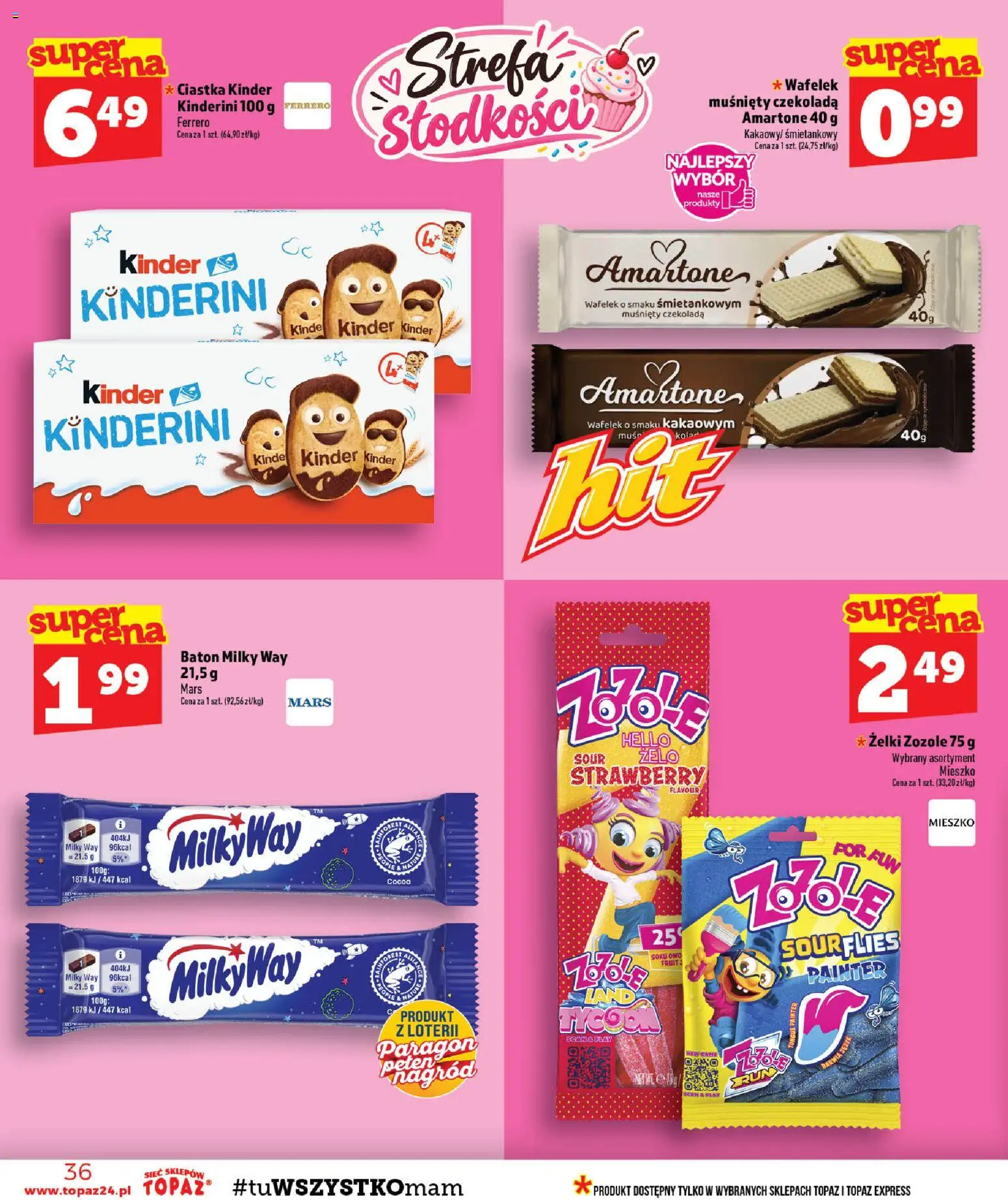 Topaz gazetka od 24.09.2026 | Strona: 36 | Produkty: Wafelek, Baton, Czekolada, Ciastka