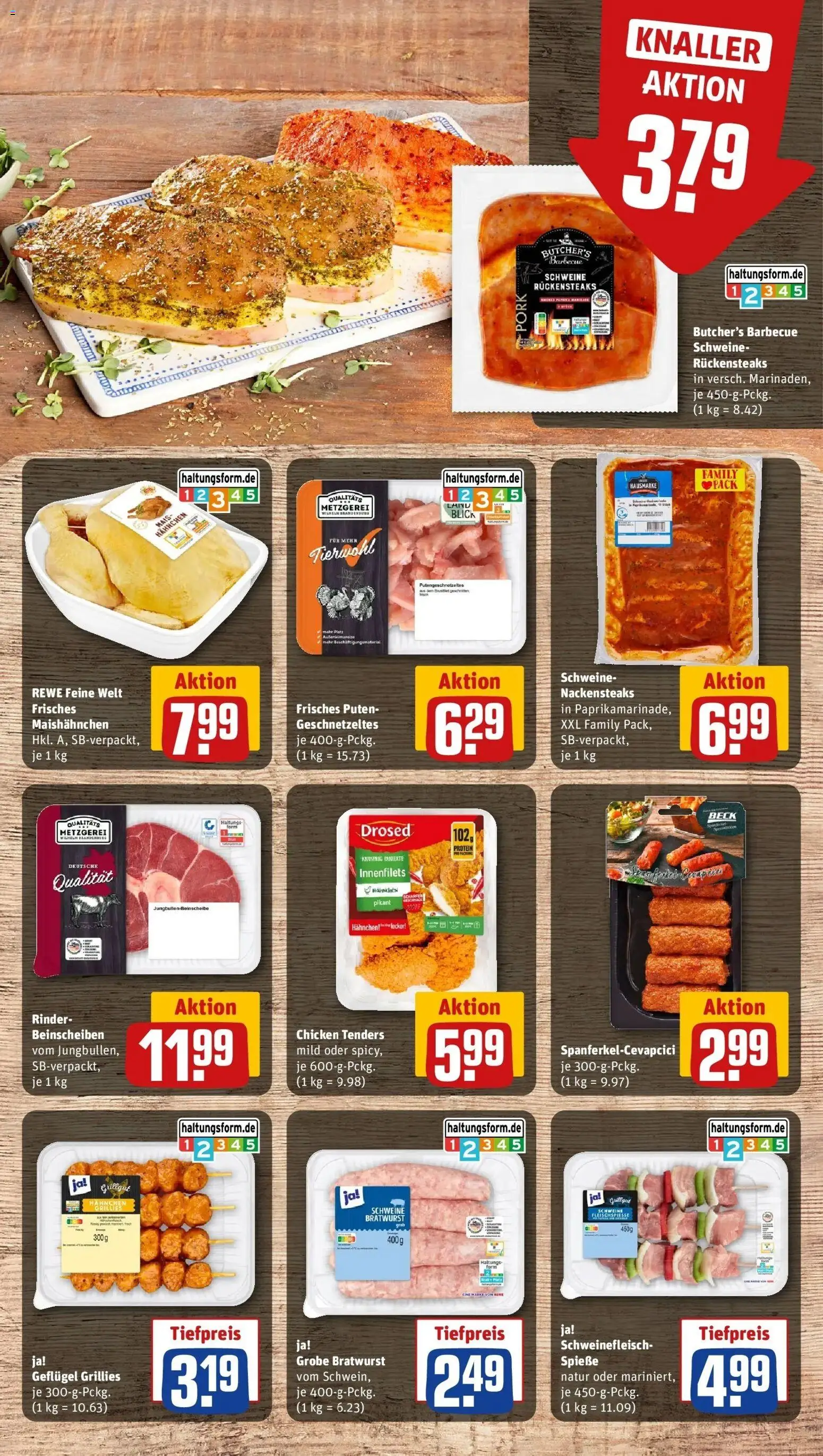 REWE Prospekt ab 07.09.2026 zum Blättern » Angebote | Seite: 8 | Produkte: Nackensteaks, Mais, Hahnchen, Spieße